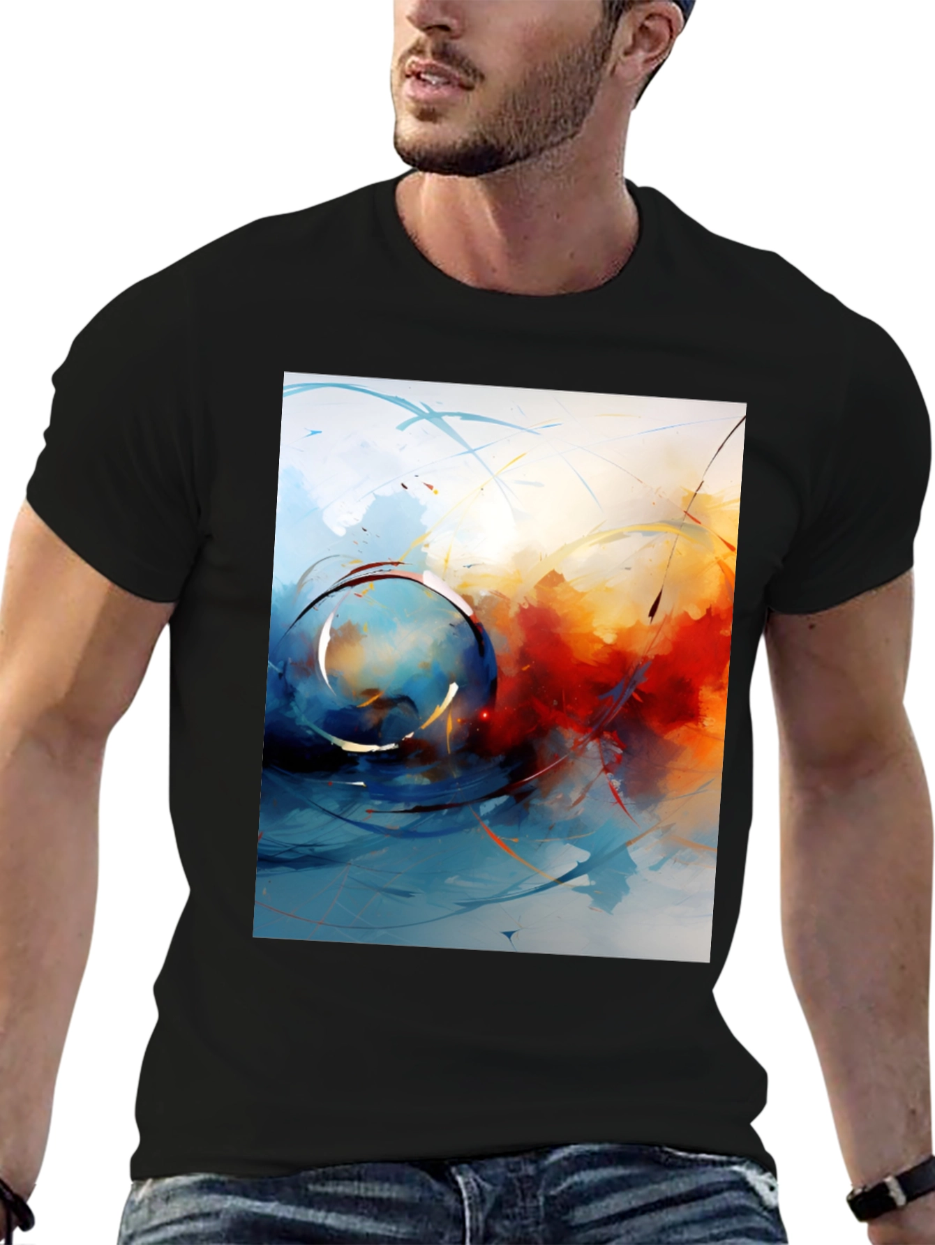 Abstract Art T-Shirt - Mens Black Tee