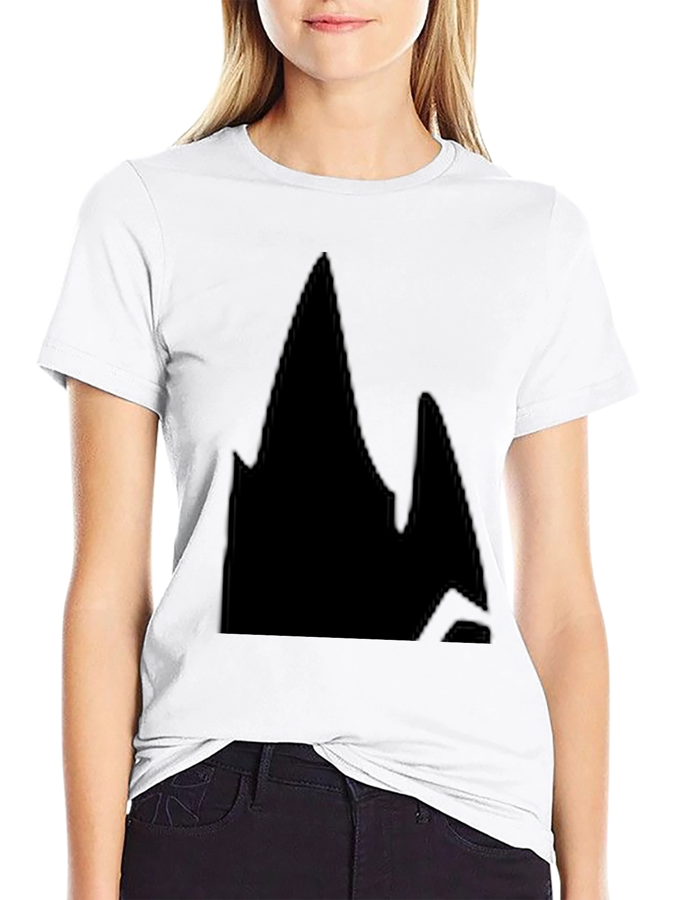Mens Black Graphic Tee - Abstract Mountain Design