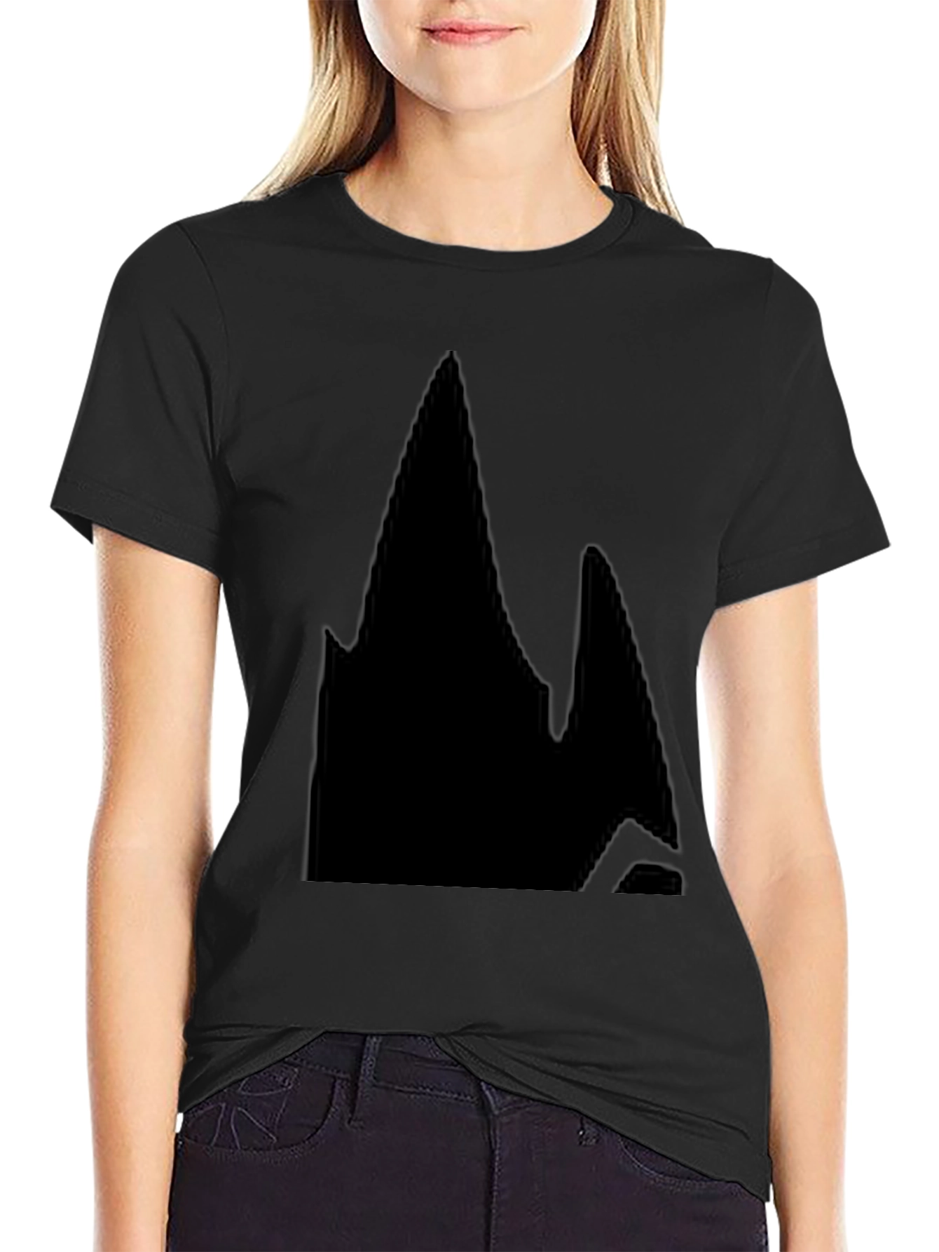 Mens Black Graphic Tee - Abstract Mountain Design