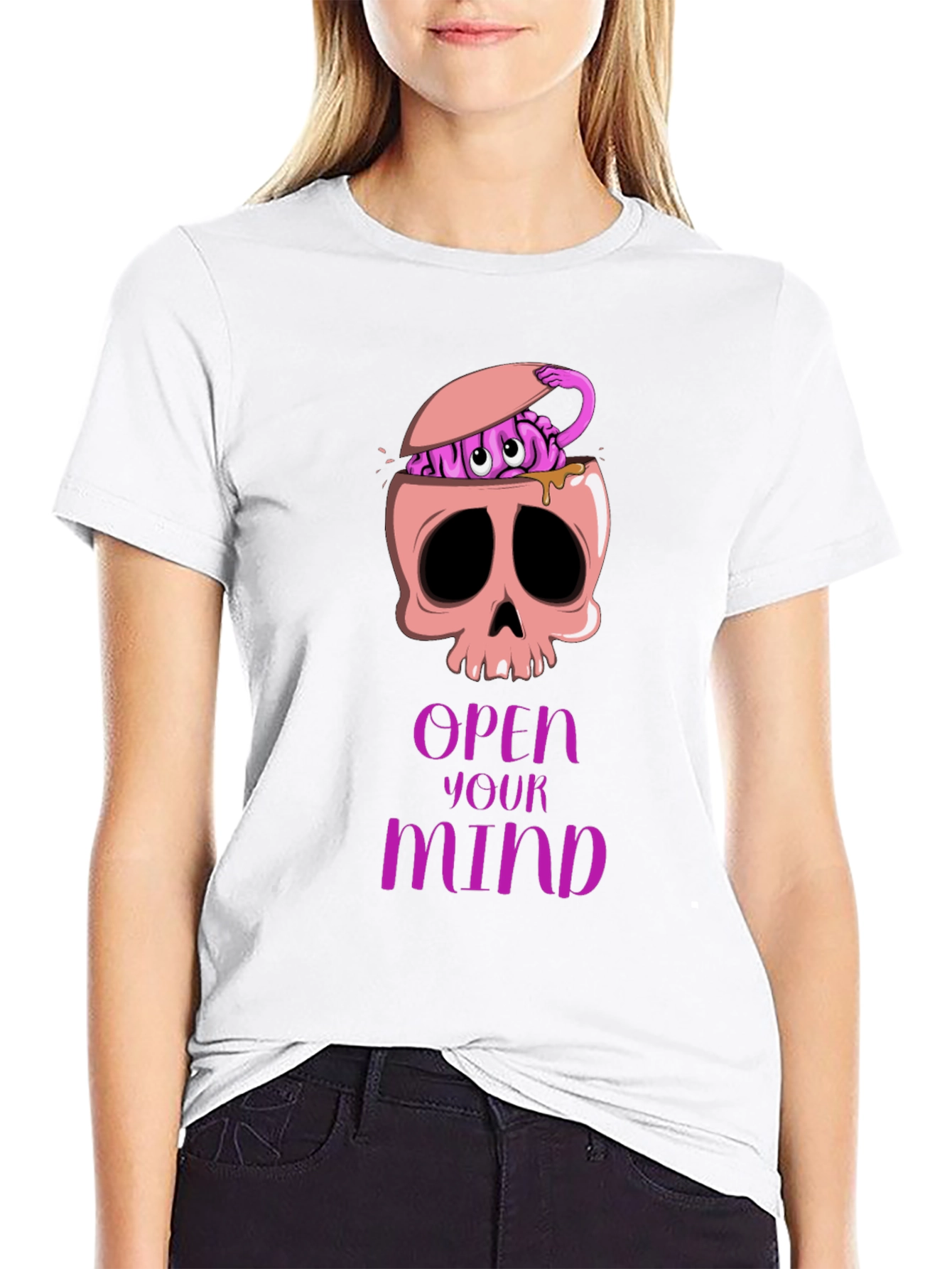 Open Your Mind Skull Brain Graphic Tee