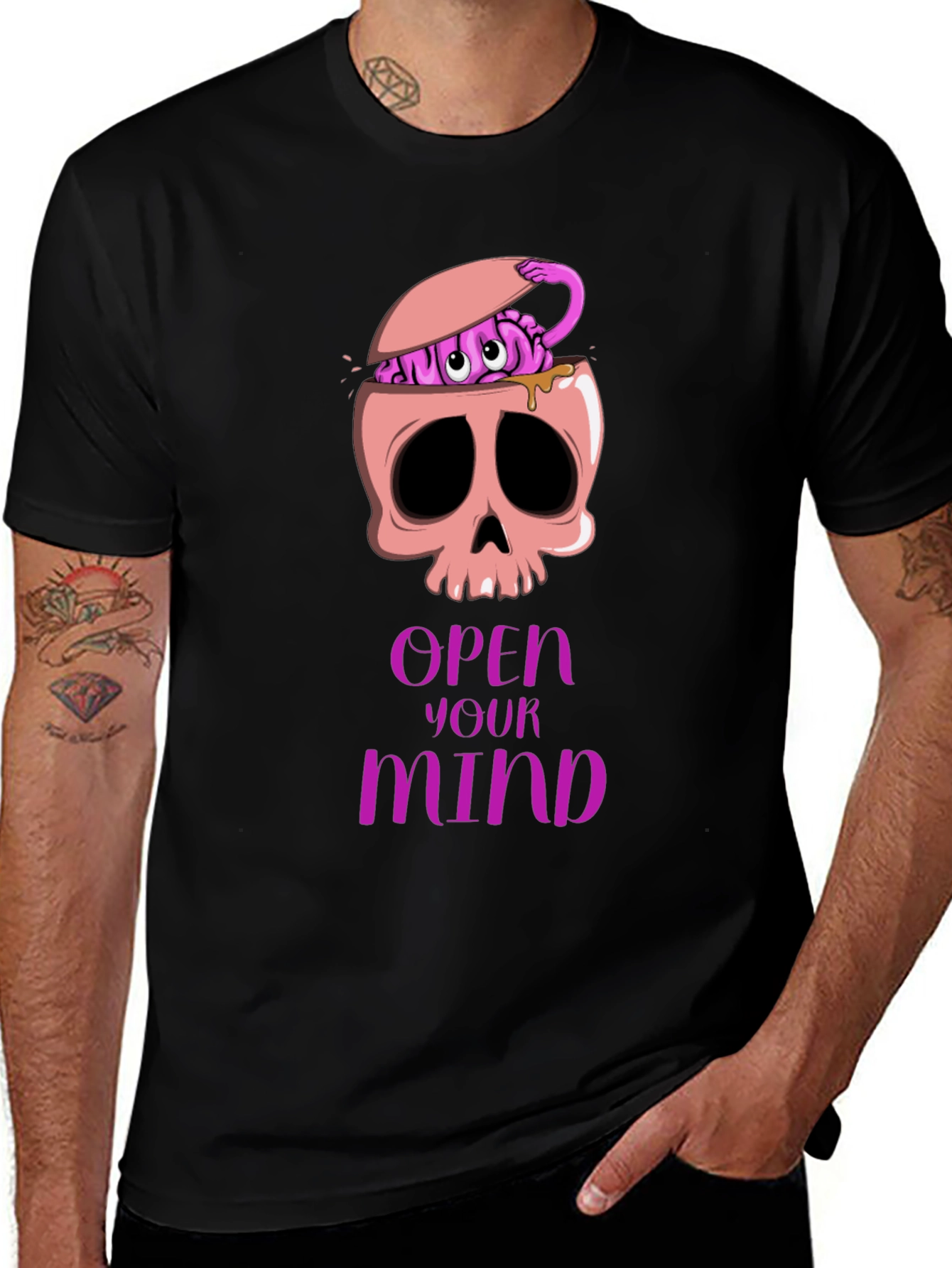 Open Your Mind Skull Brain Graphic Tee