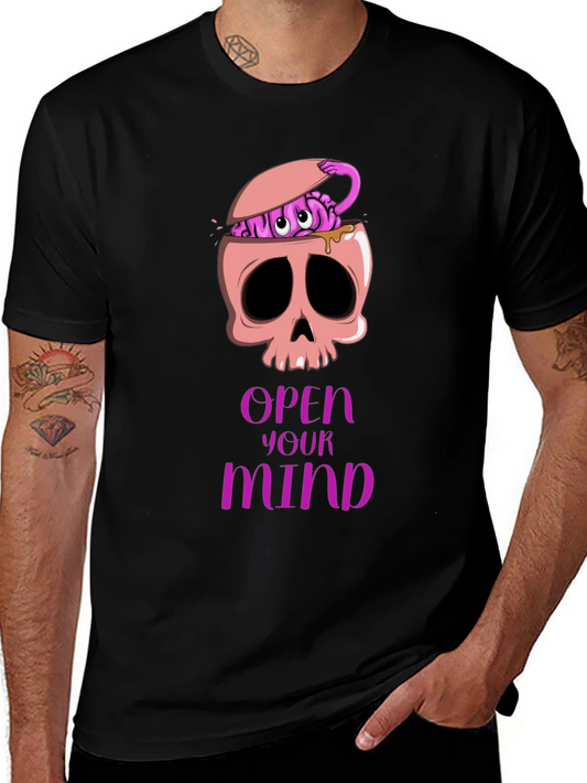 Open Your Mind Skull Brain Graphic Tee
