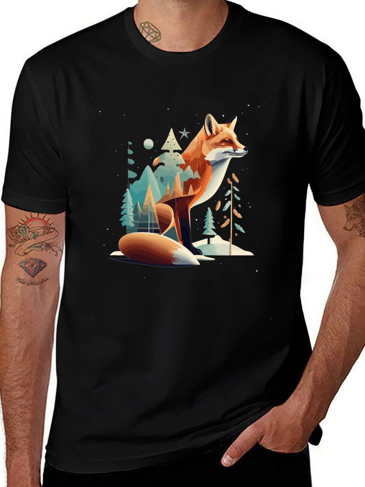 Fox & Winter Forest Graphic T-Shirt