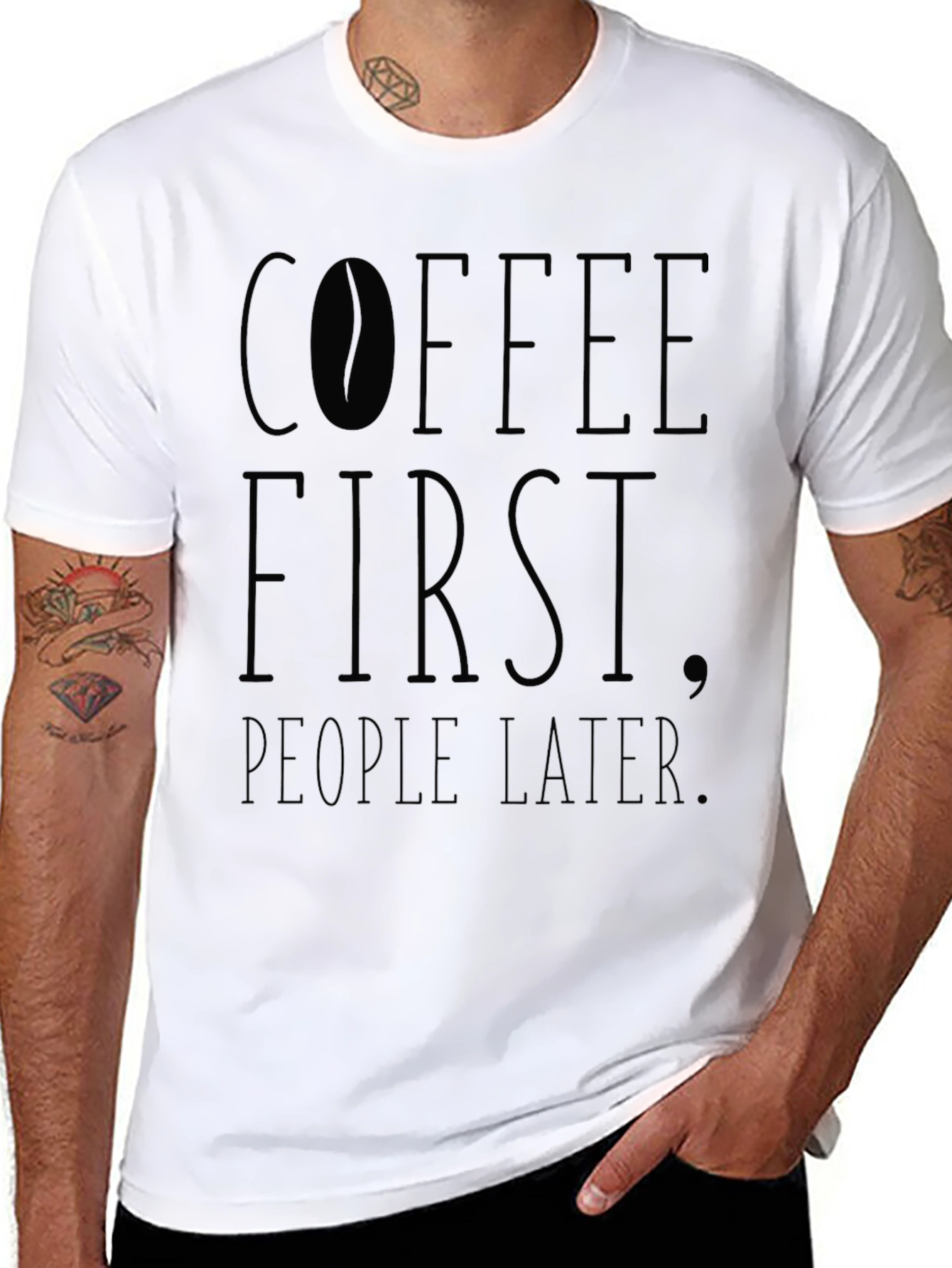 Coffee First People Later Black T-Shirt
