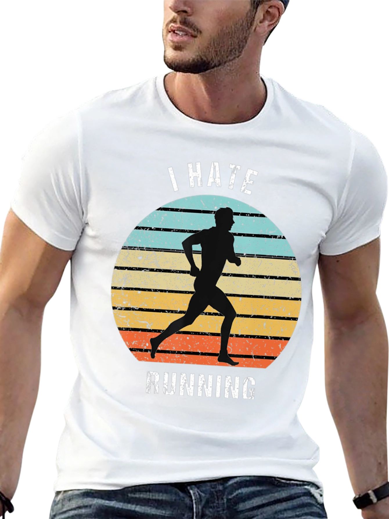 I Hate Running Graphic Tee - Retro Runner T-Shirt