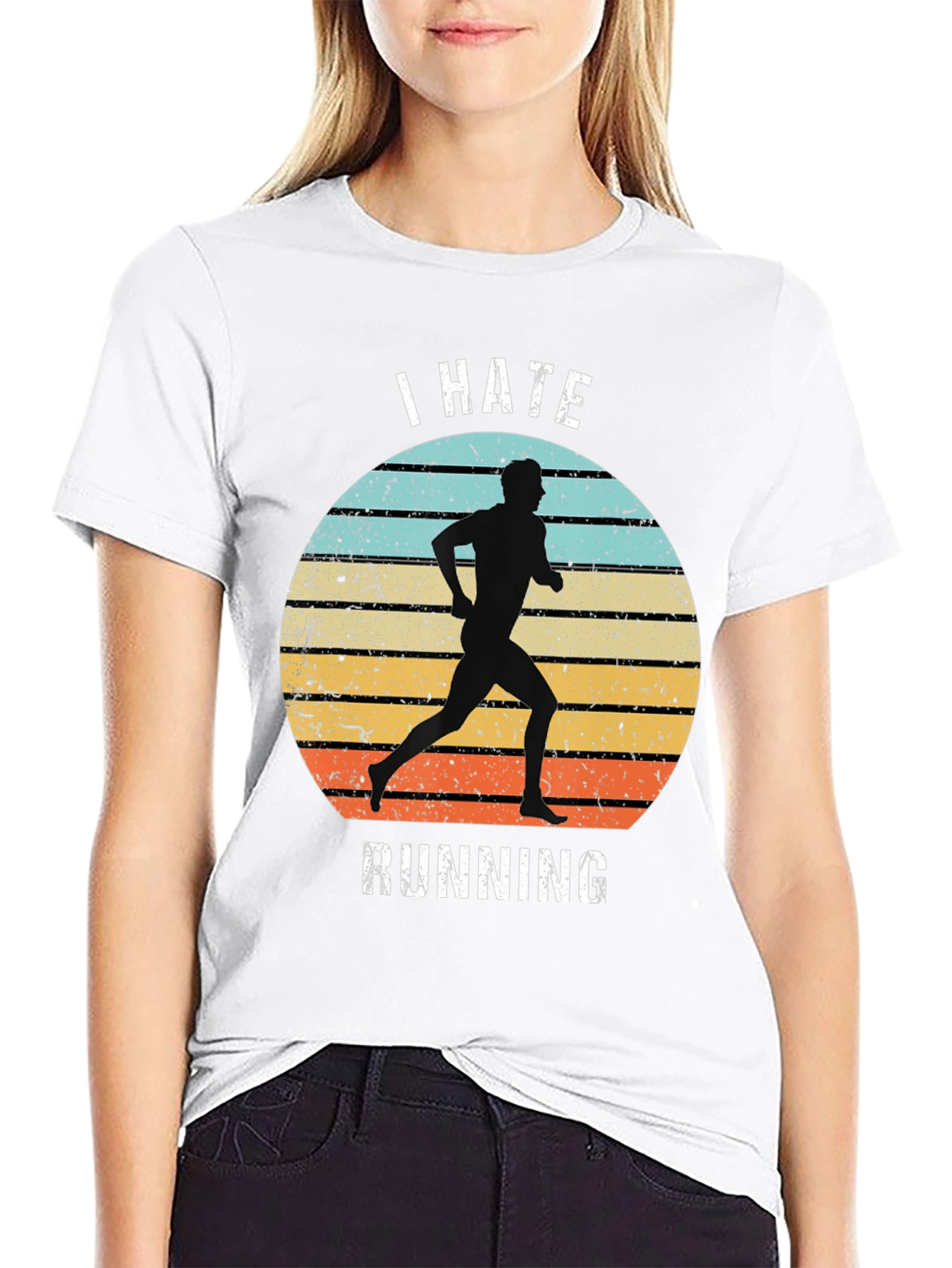 I Hate Running Graphic Tee - Retro Runner T-Shirt