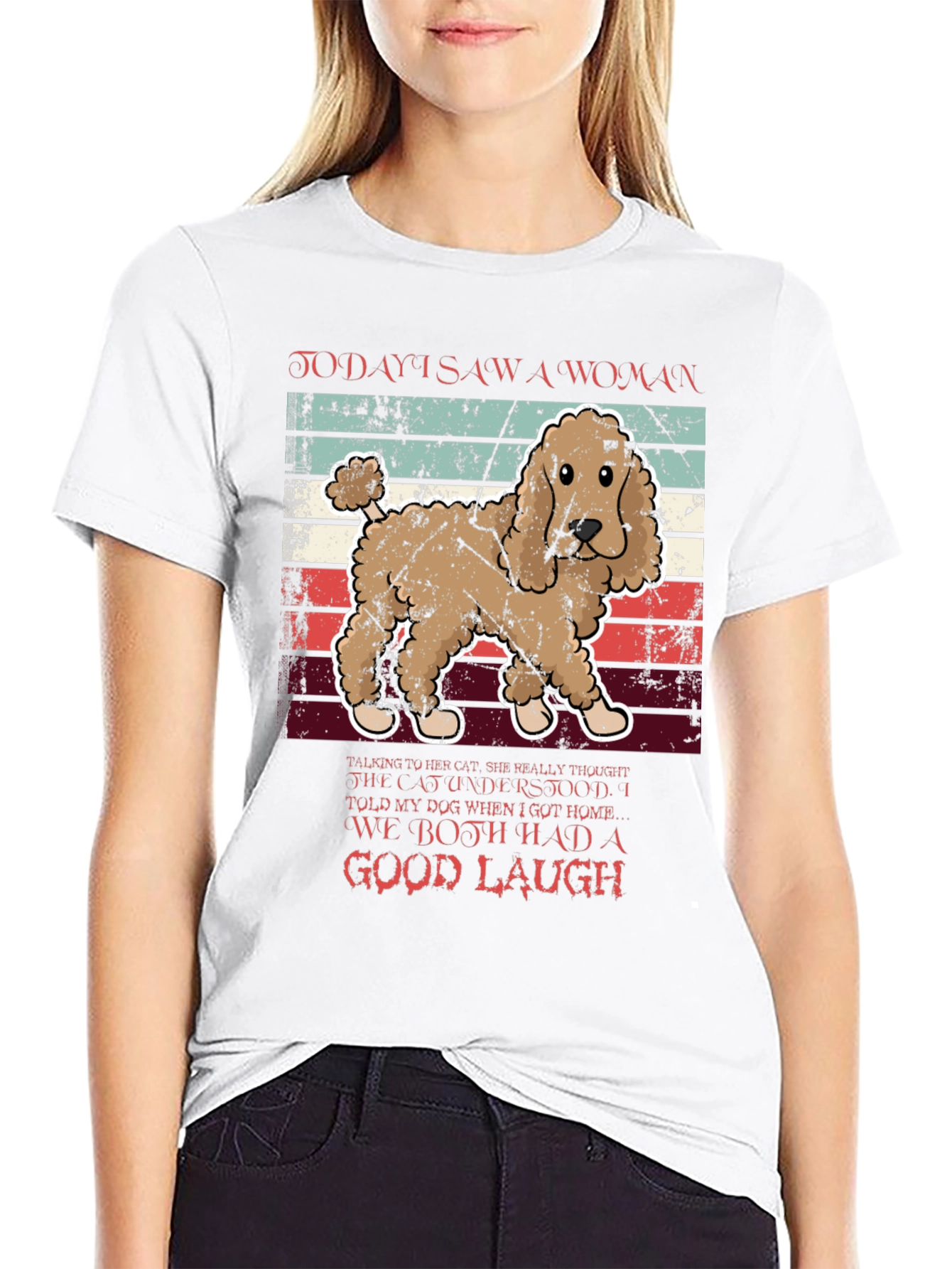 Funny Dog T-Shirt - Woman Cat Joke