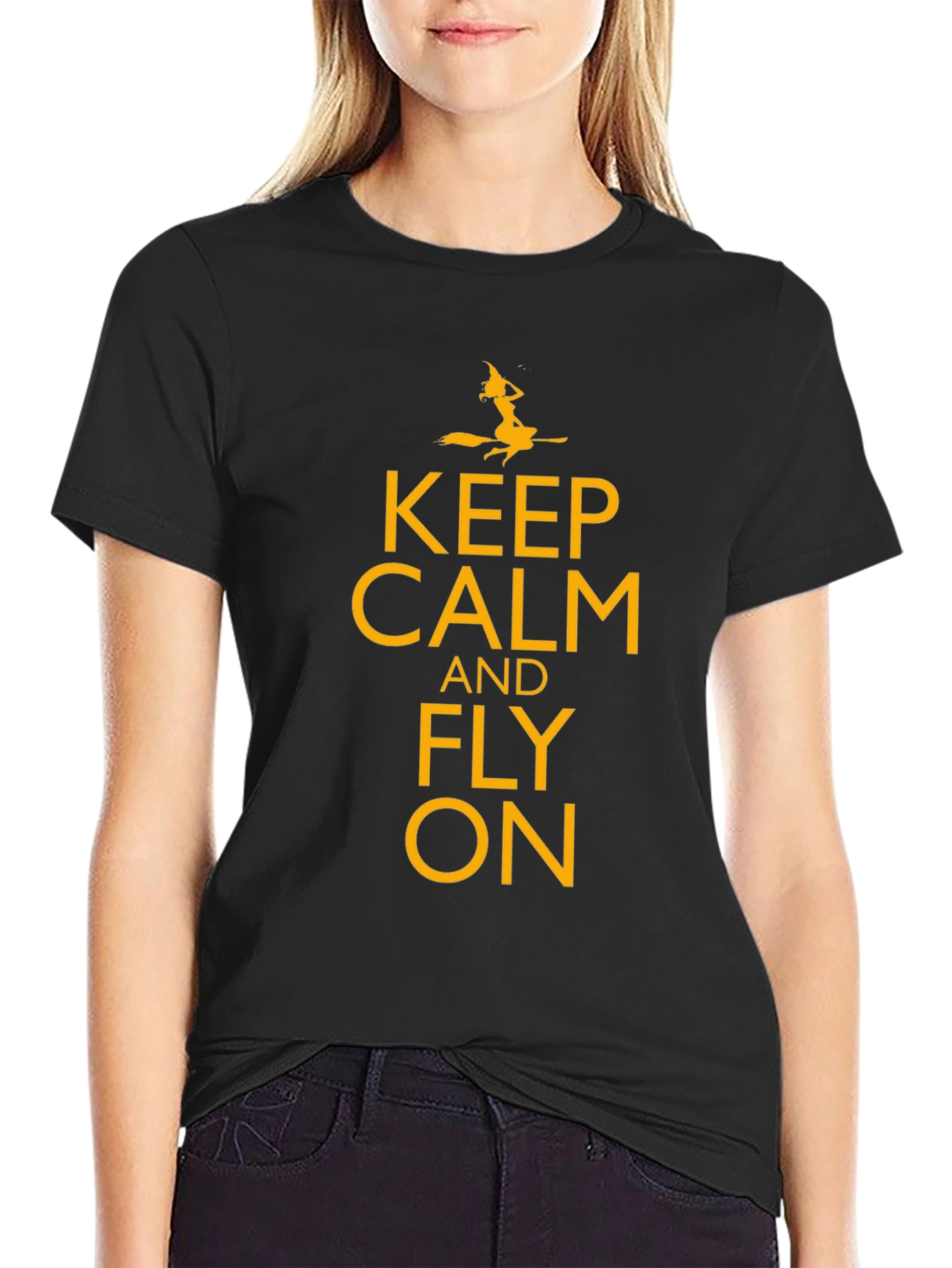 Keep Calm and Fly On Black T-Shirt