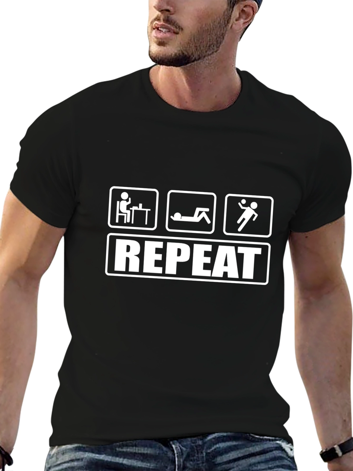 Work Rest Play Repeat Graphic T-Shirt