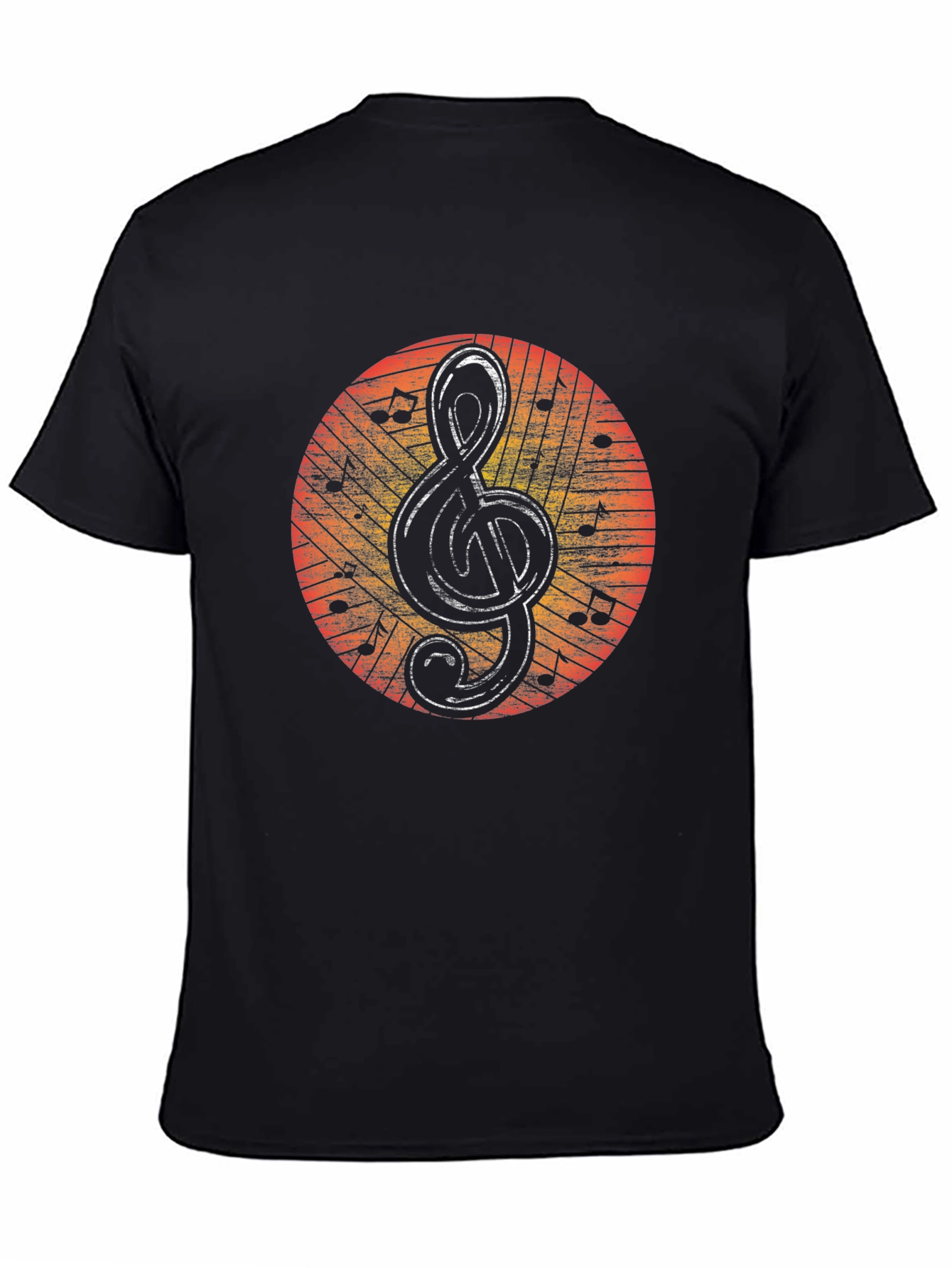 Musical Treble Clef Graphic Tee - Black Cotton Shirt