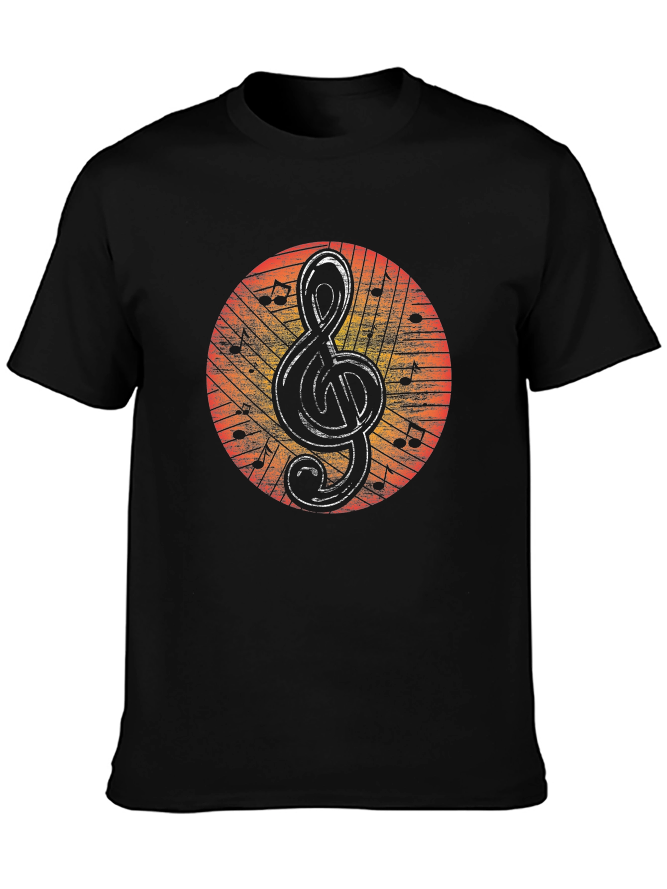 Musical Treble Clef Graphic Tee - Black Cotton Shirt