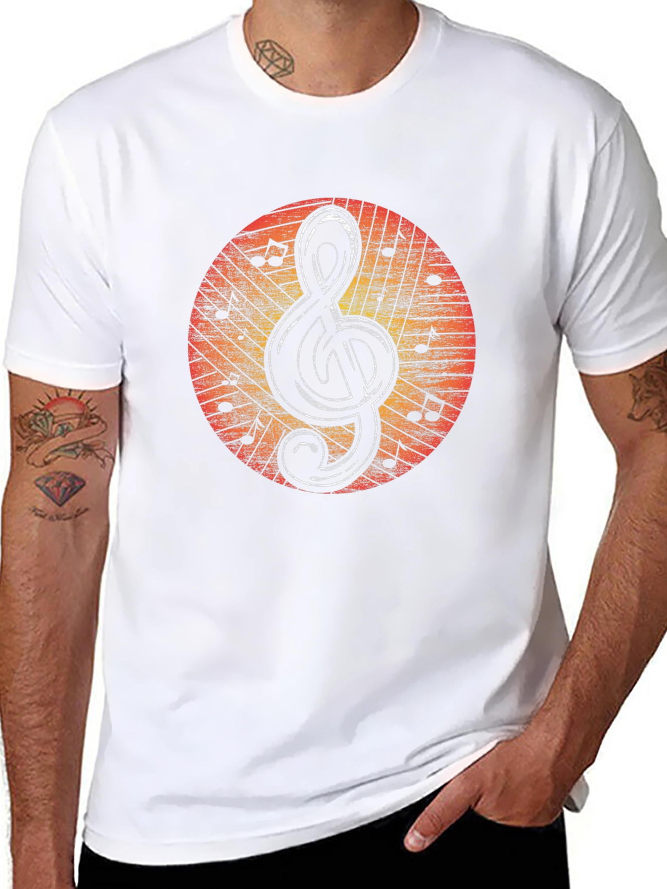 Musical Treble Clef Graphic Tee - Black Cotton Shirt
