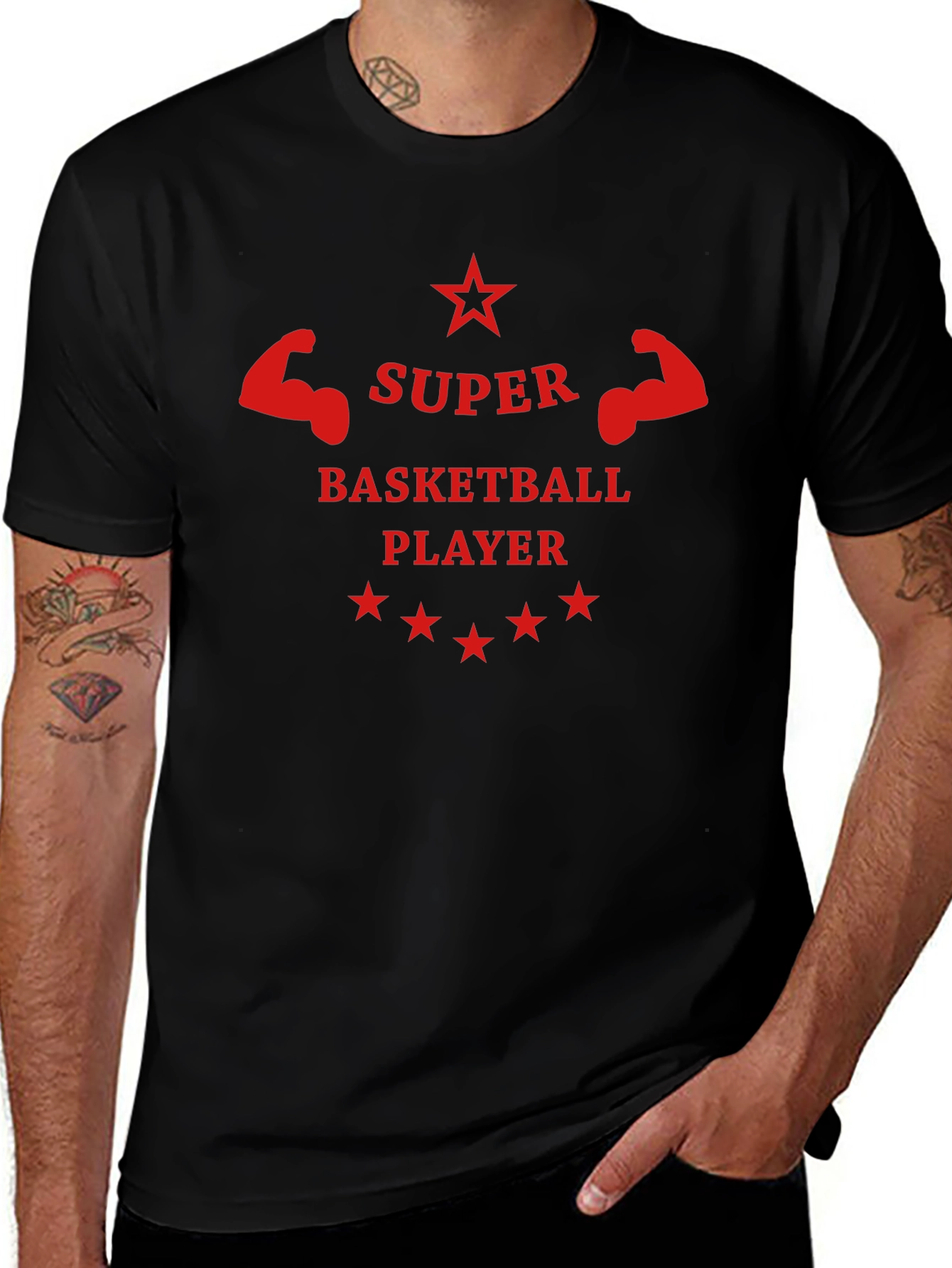 Super Basketball Player Graphic Tee - Black
