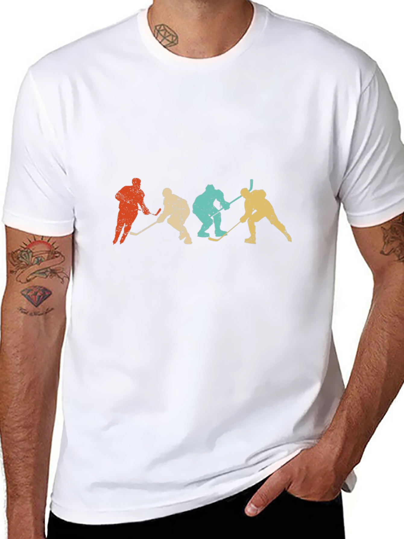 Retro Hockey Silhouette Graphic Tee - Black
