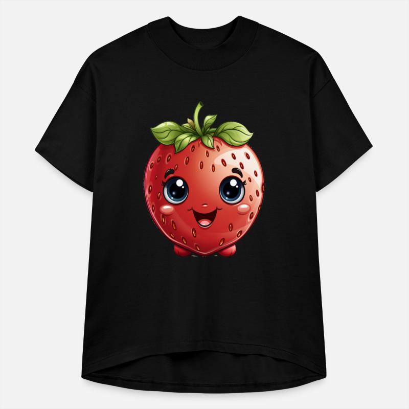 A cute kawaii style strawberry with a smiling face