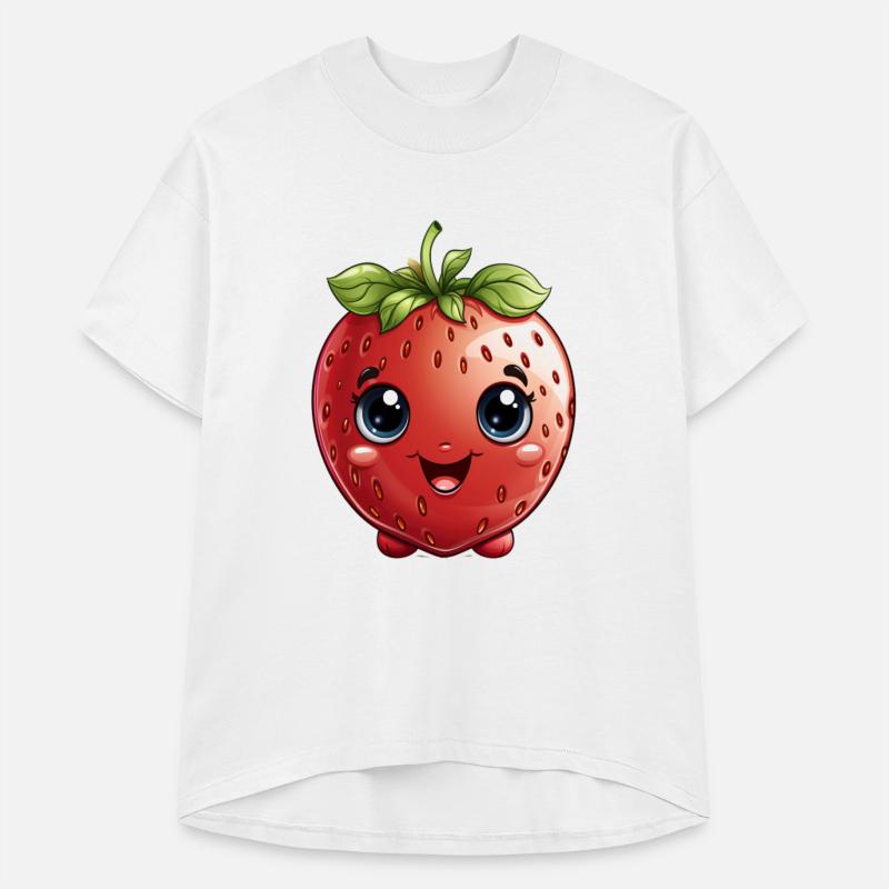A cute kawaii style strawberry with a smiling face