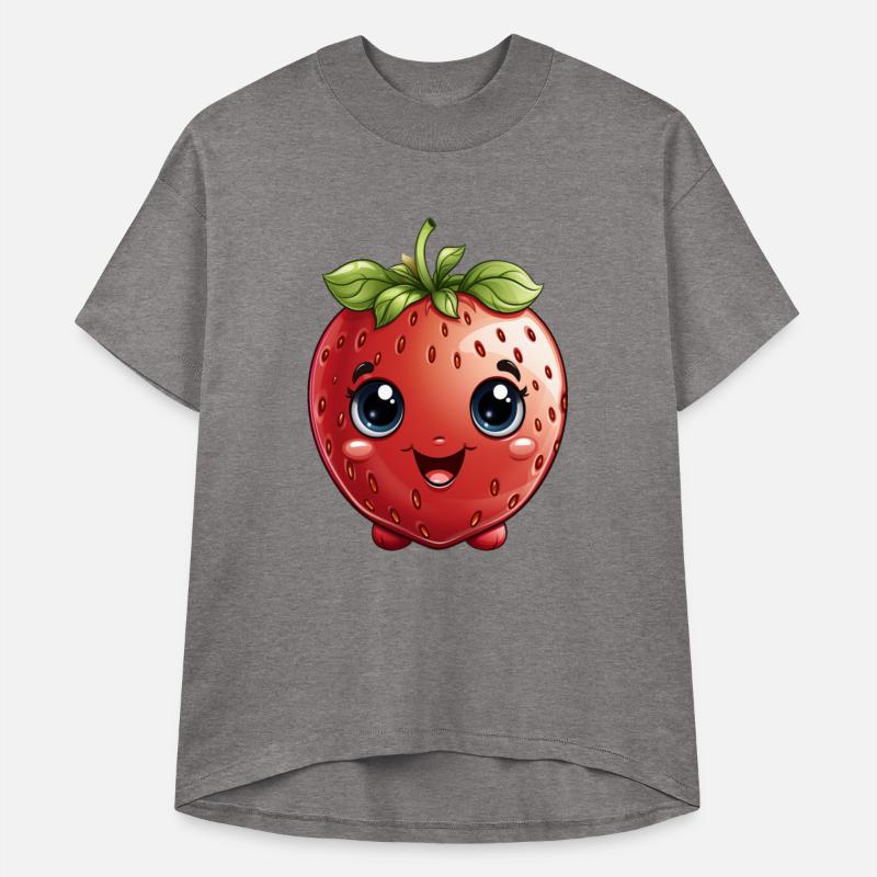 A cute kawaii style strawberry with a smiling face