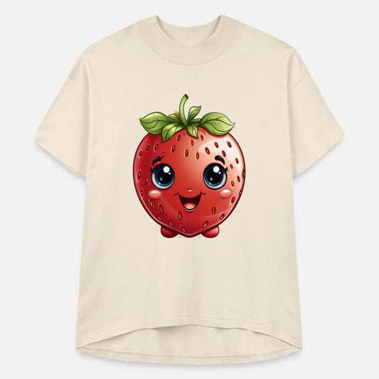 A cute kawaii style strawberry with a smiling face