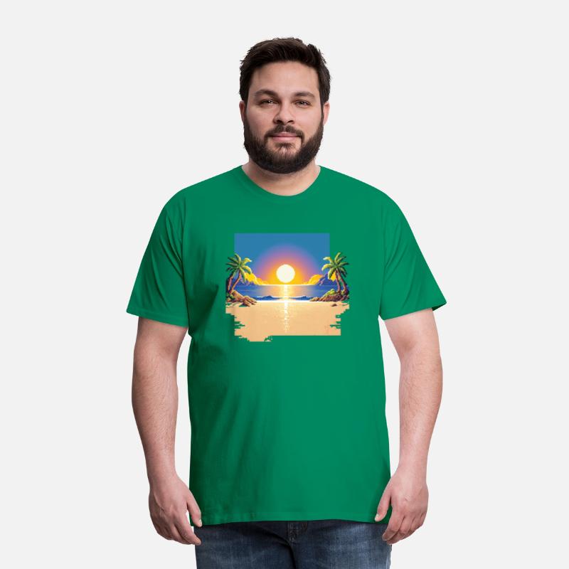 A pixel art of beach and sun