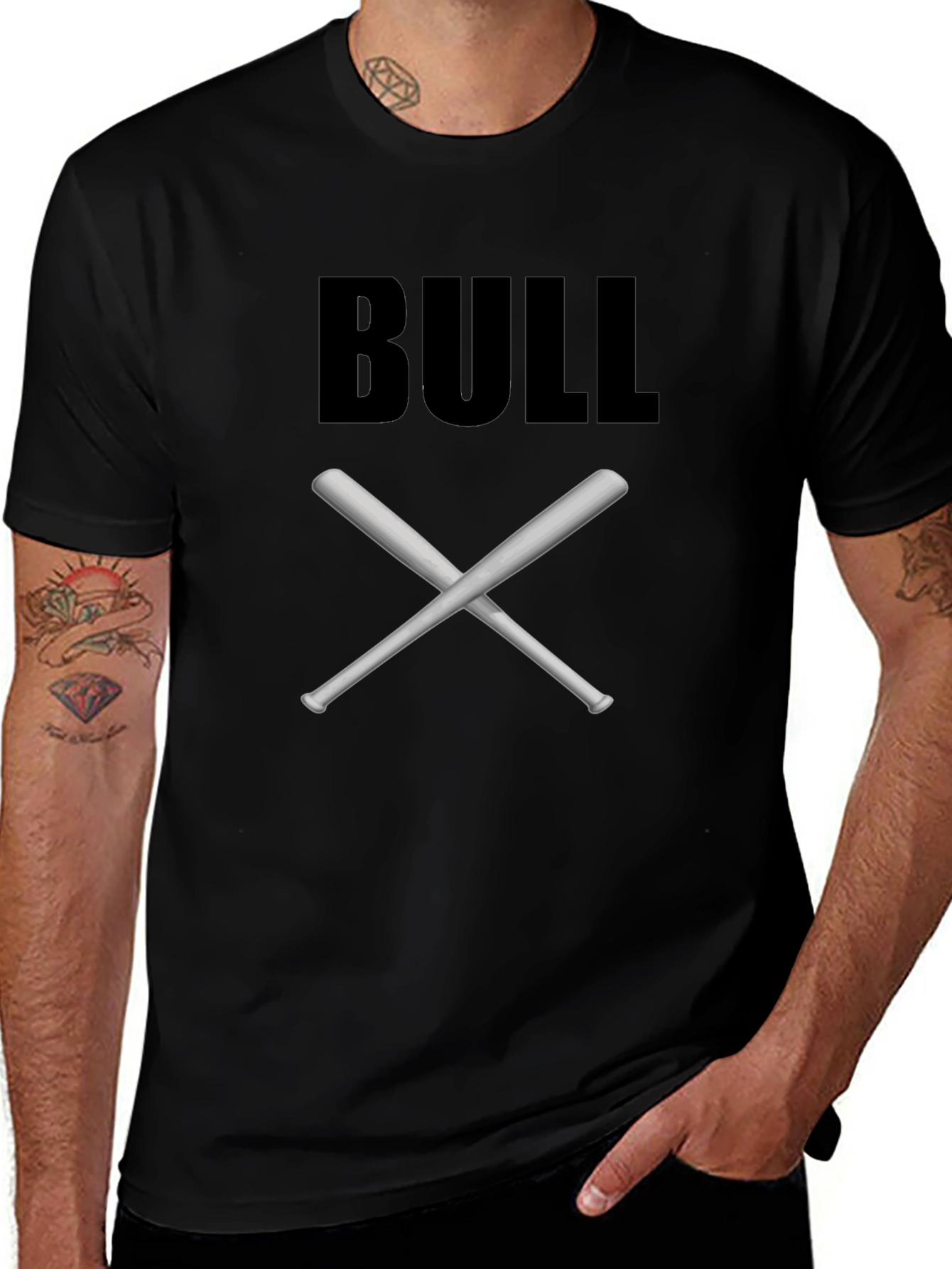 Bull Baseball Bats Black Graphic Tee