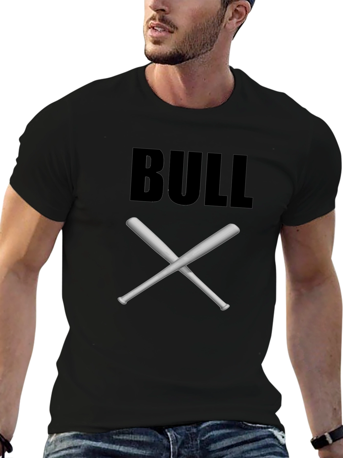 Bull Baseball Bats Black Graphic Tee