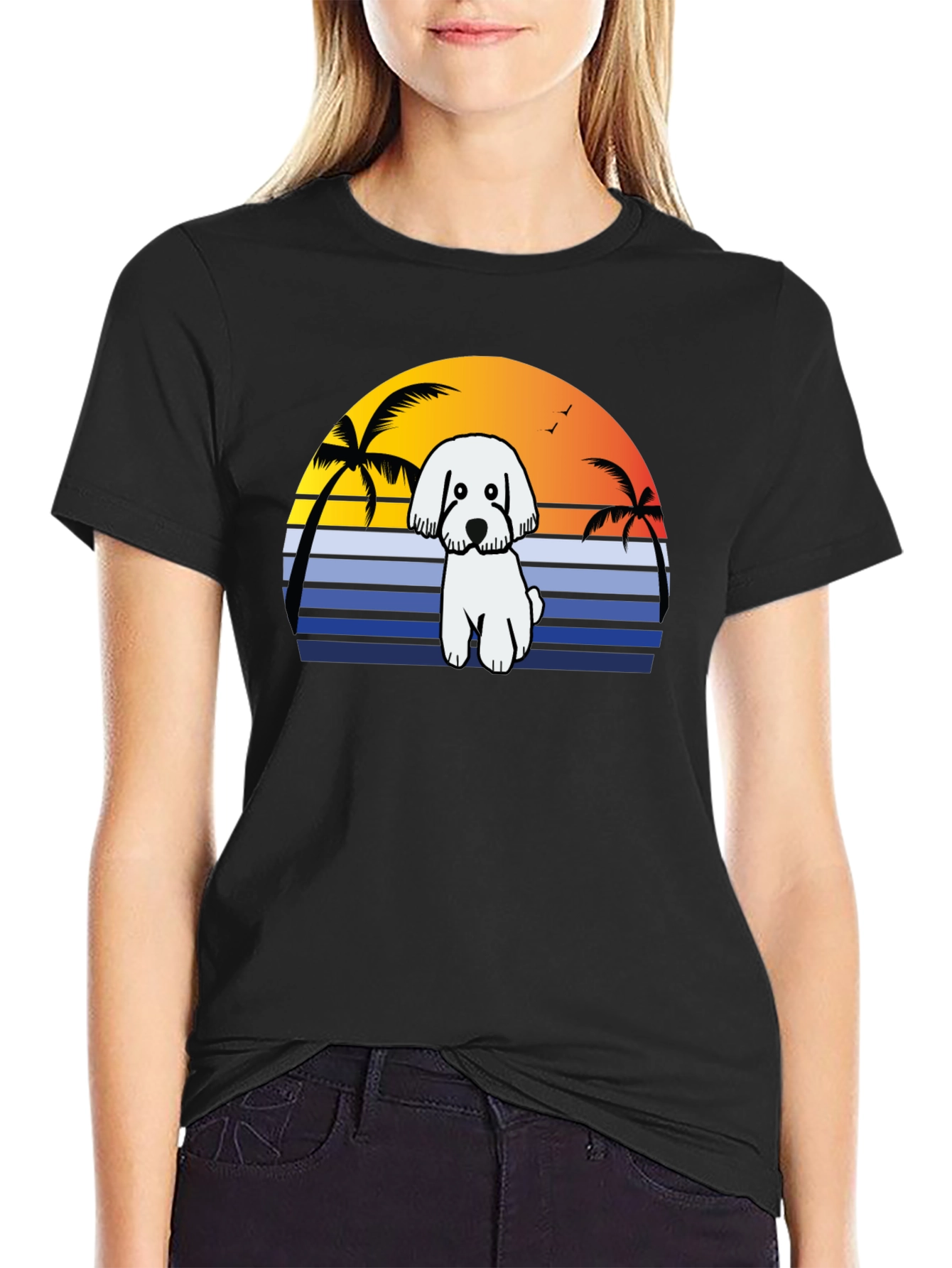 Dog Sunset T-Shirt - Beach Vibes