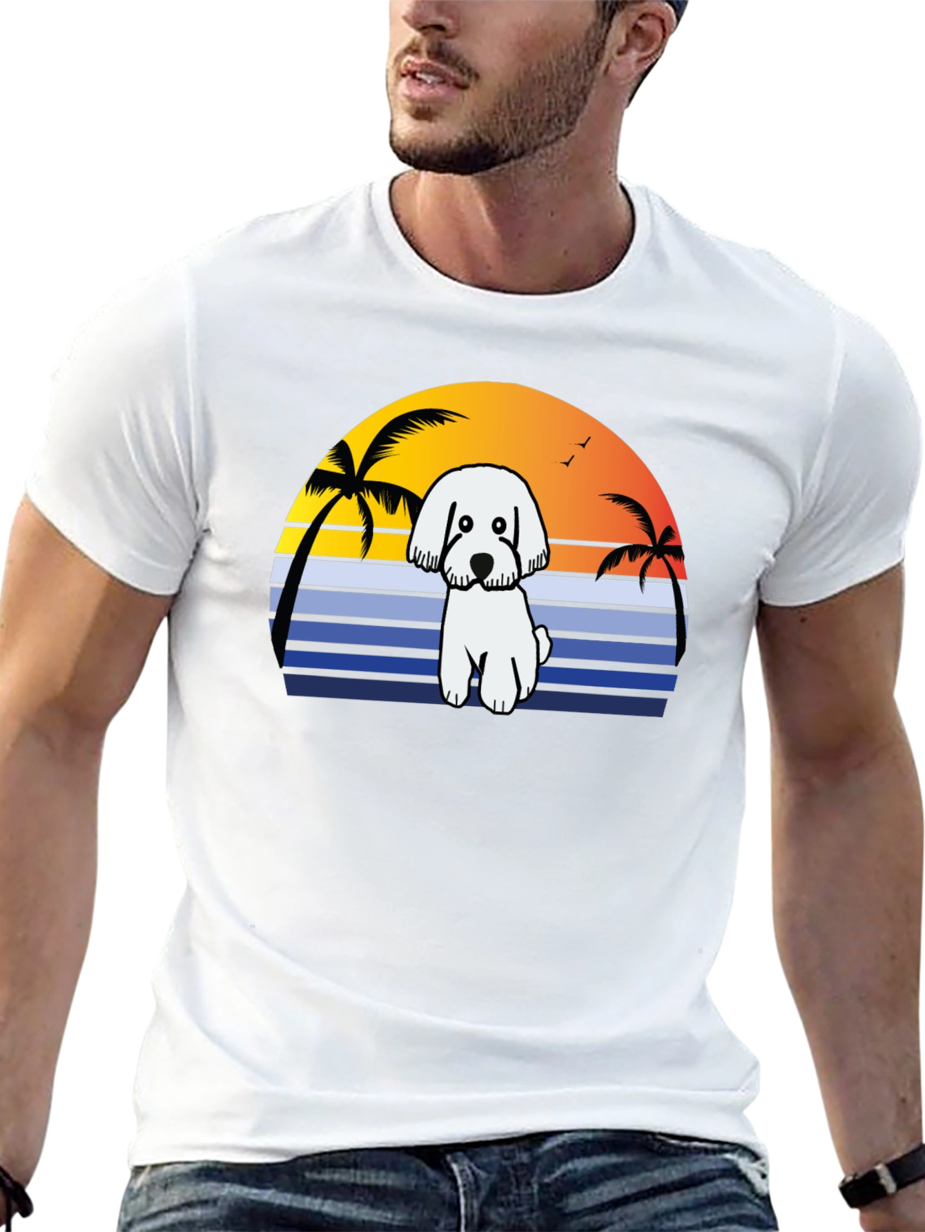 Dog Sunset T-Shirt - Beach Vibes