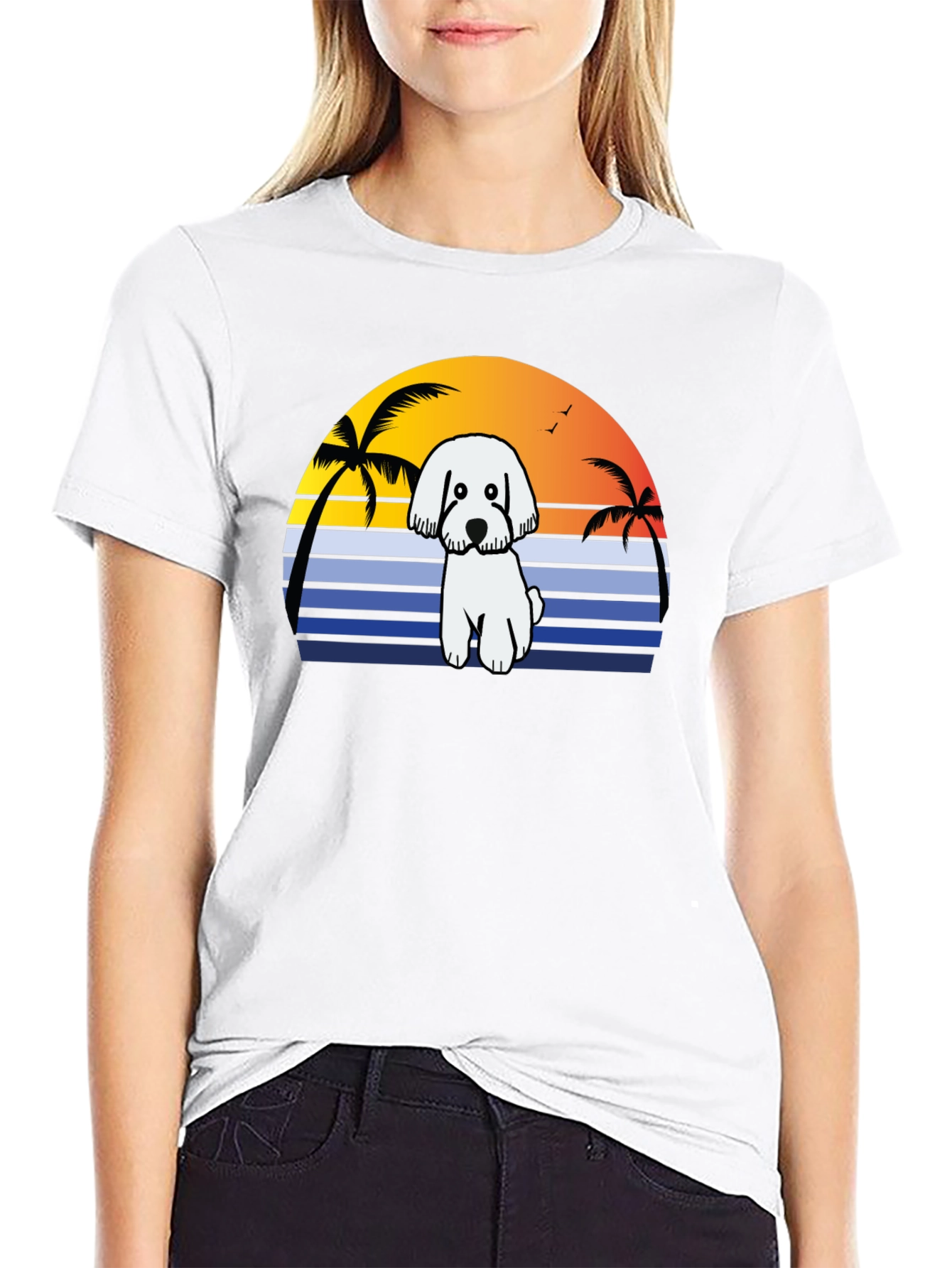 Dog Sunset T-Shirt - Beach Vibes