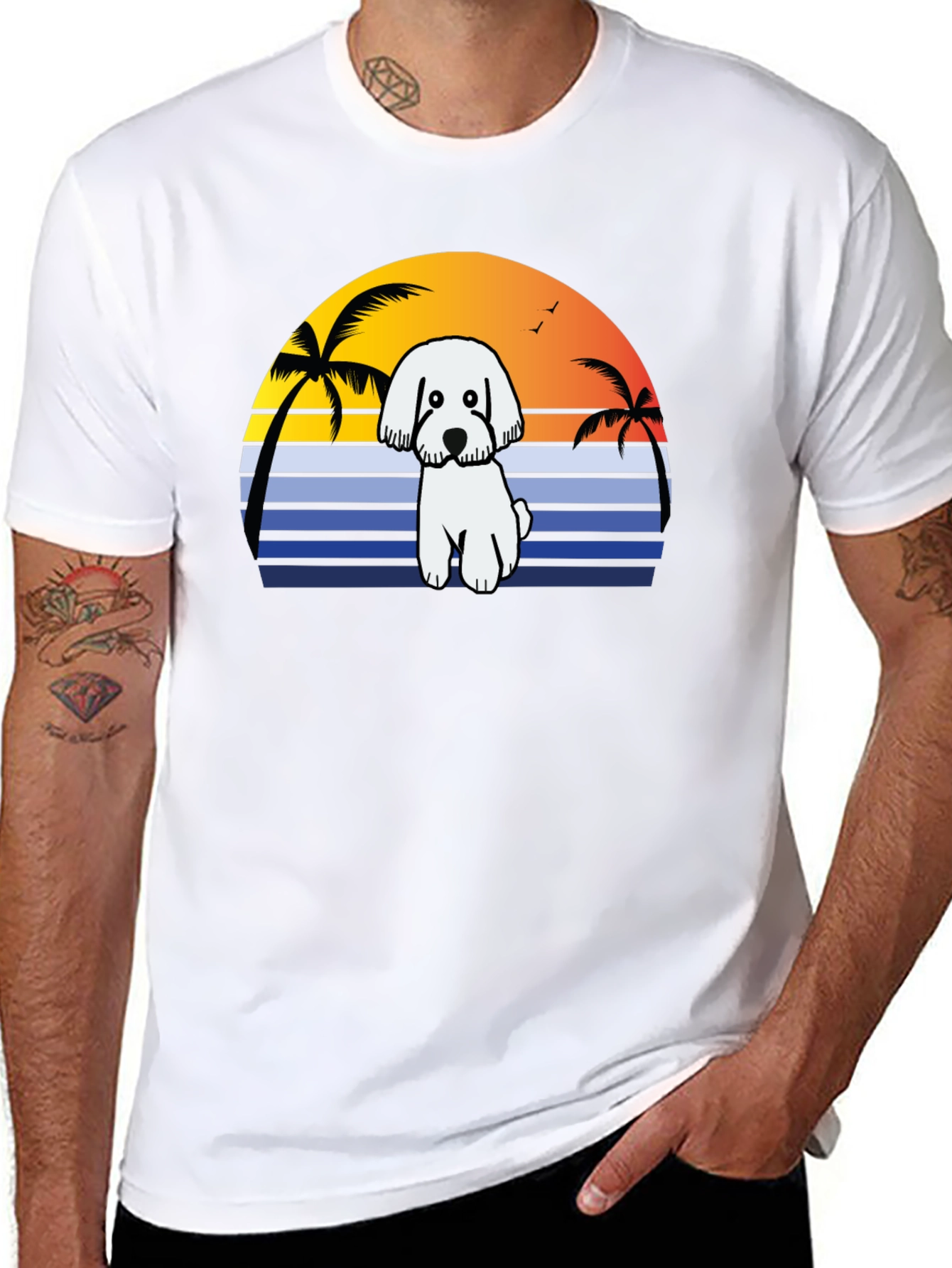 Dog Sunset T-Shirt - Beach Vibes