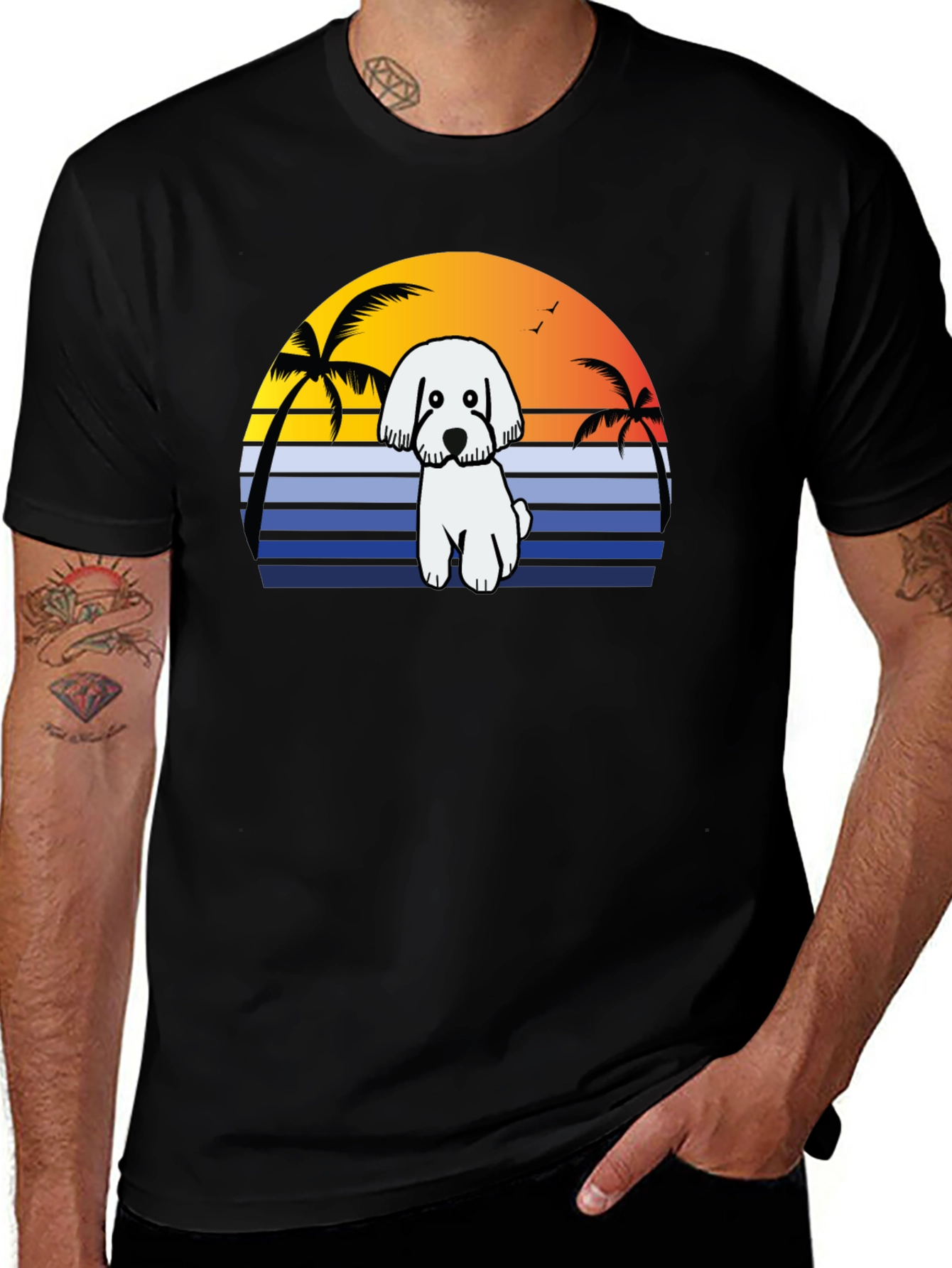 Dog Sunset T-Shirt - Beach Vibes