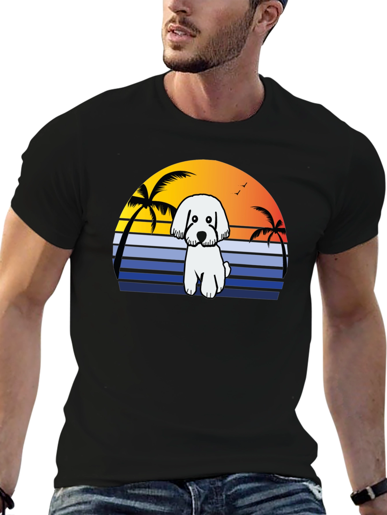 Dog Sunset T-Shirt - Beach Vibes