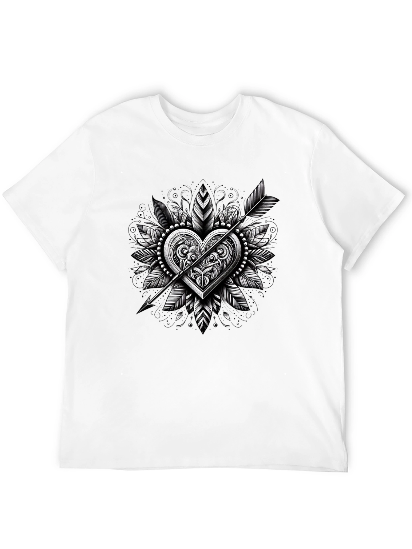 Arrow Heart Graphic Tee - Black Casual Shirt