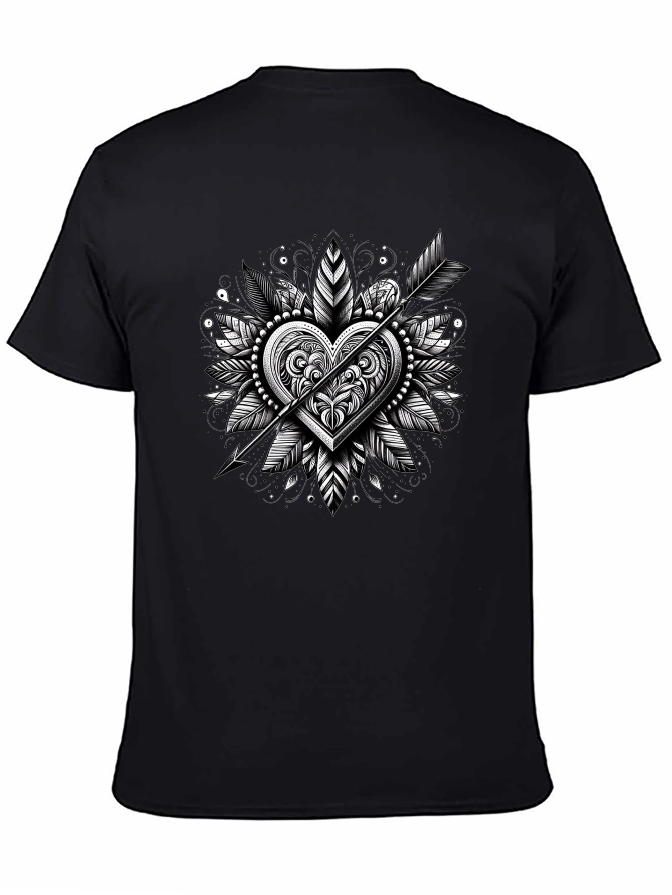 Arrow Heart Graphic Tee - Black Casual Shirt