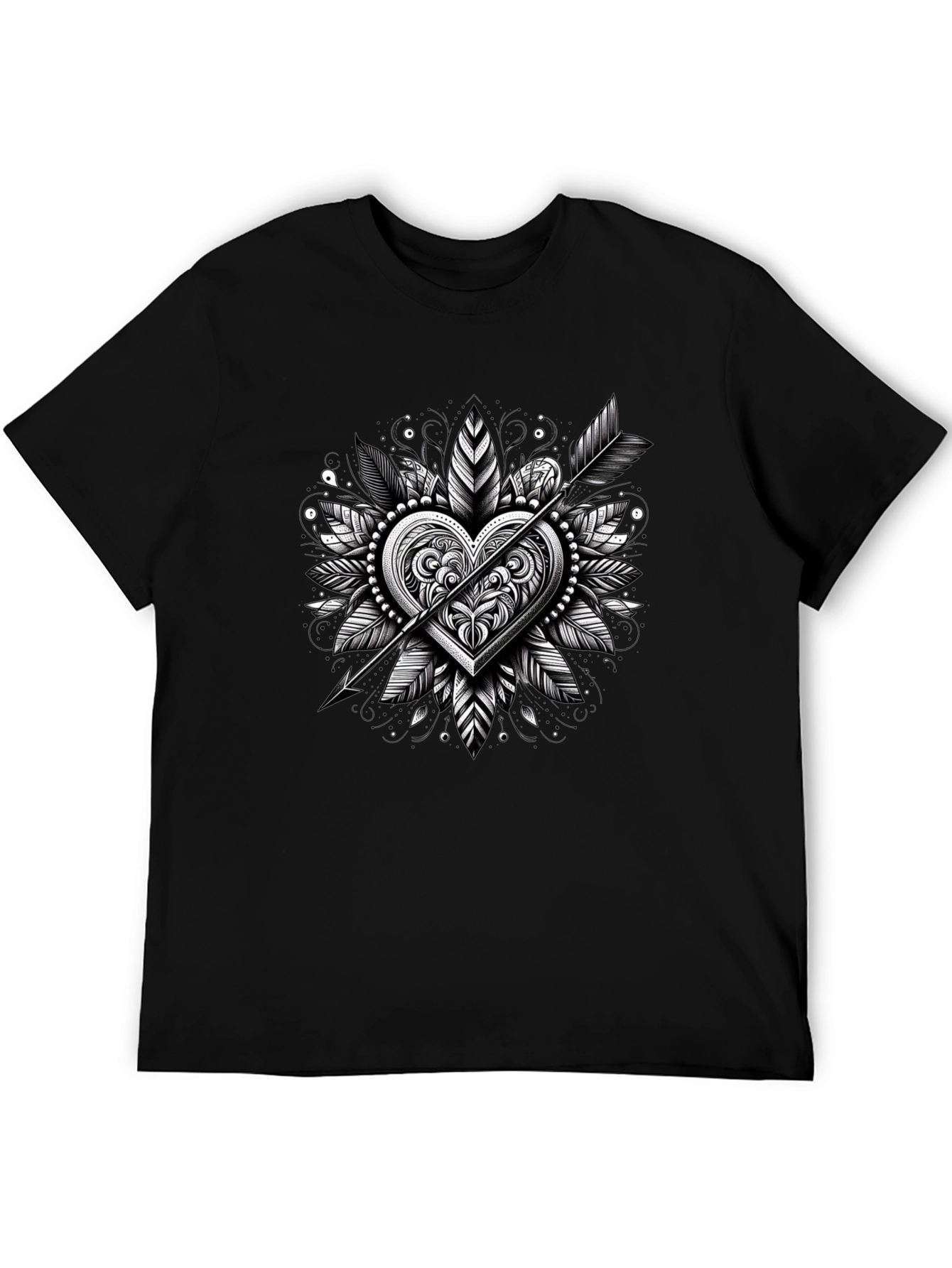 Arrow Heart Graphic Tee - Black Casual Shirt