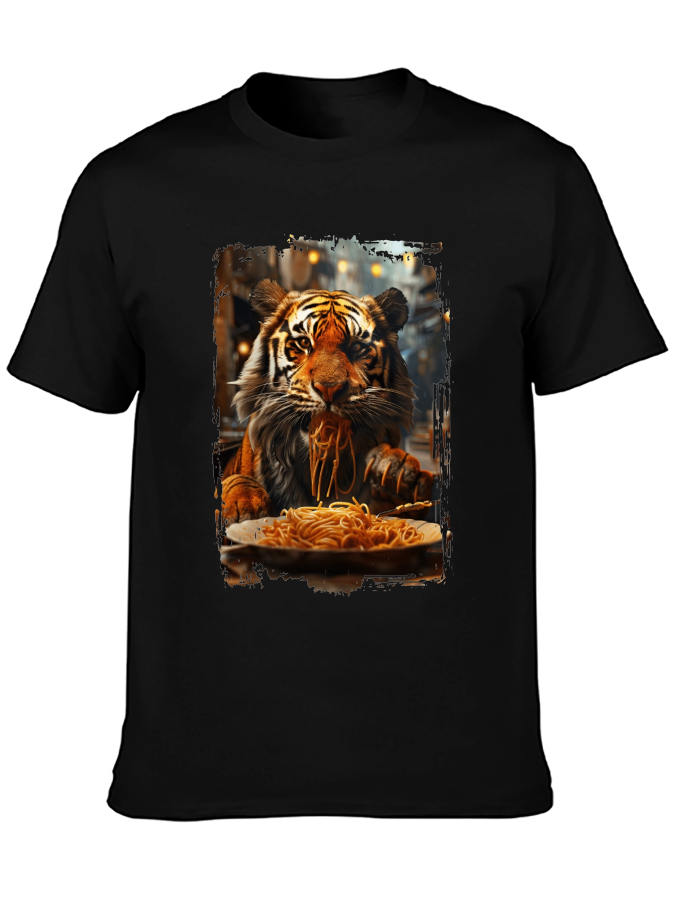 Tiger Eating Spaghetti Graphic T-Shirt