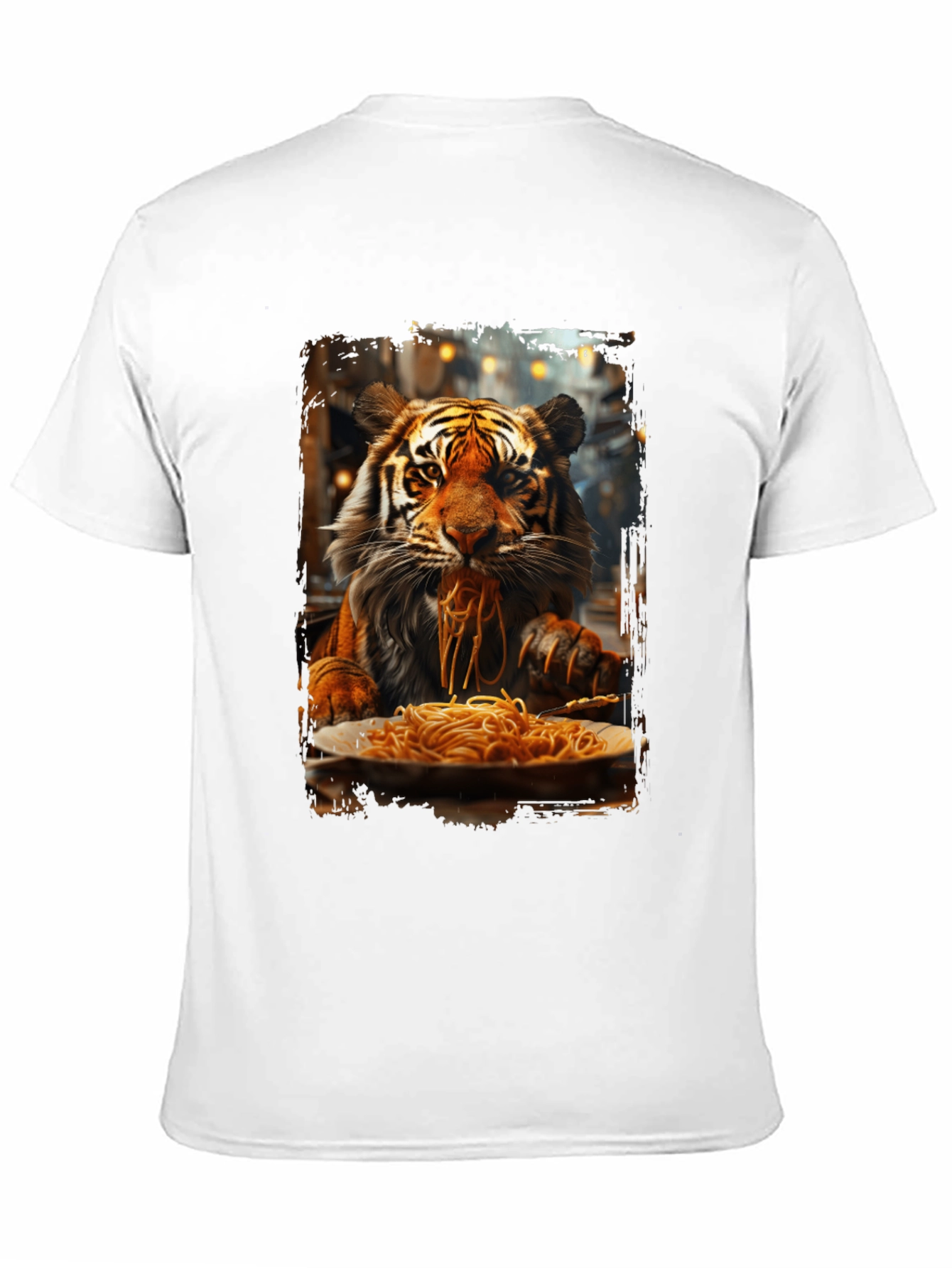 Tiger Eating Spaghetti Graphic T-Shirt