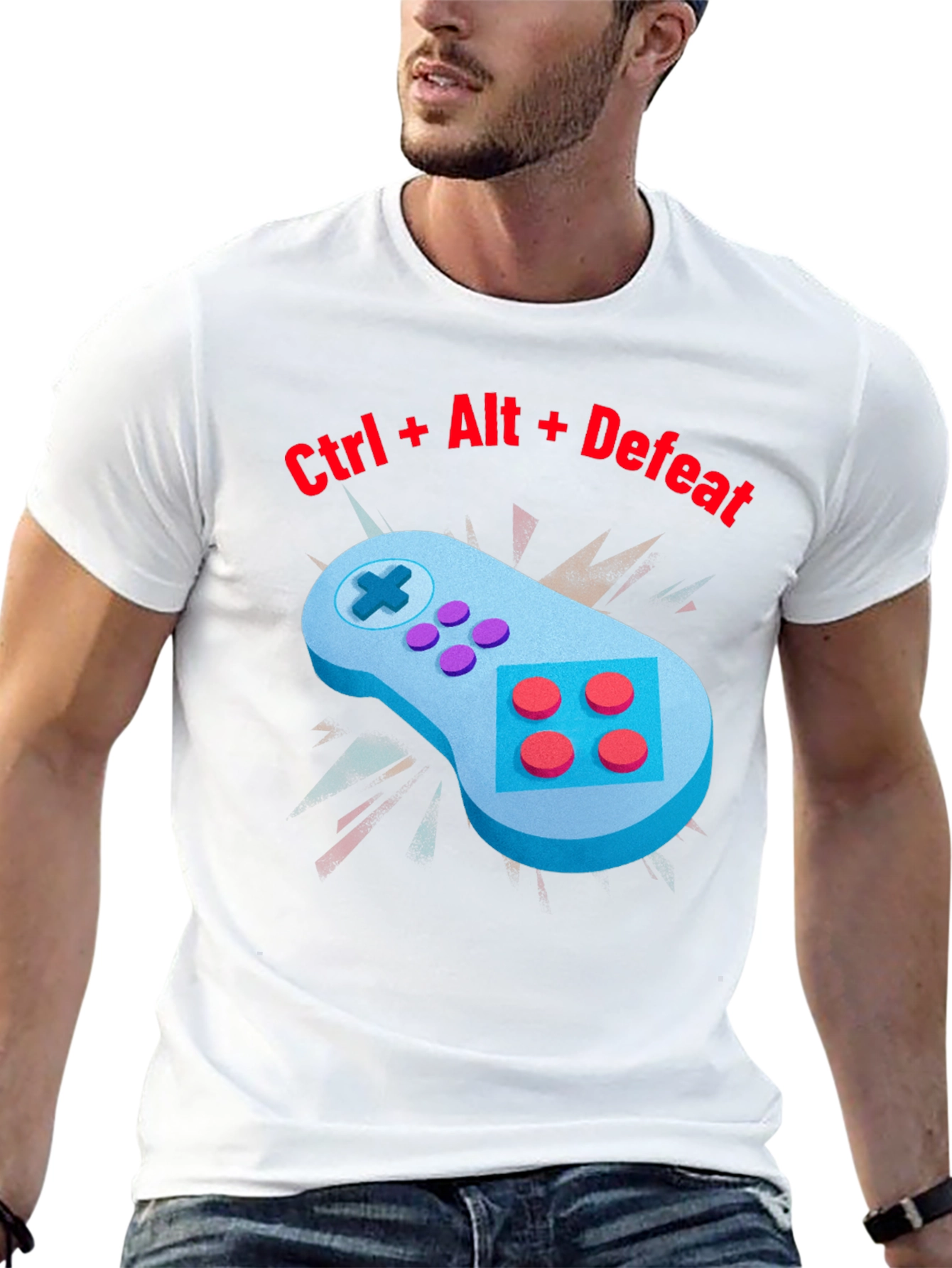 Ctrl Alt Defeat Gamer T-Shirt - Black