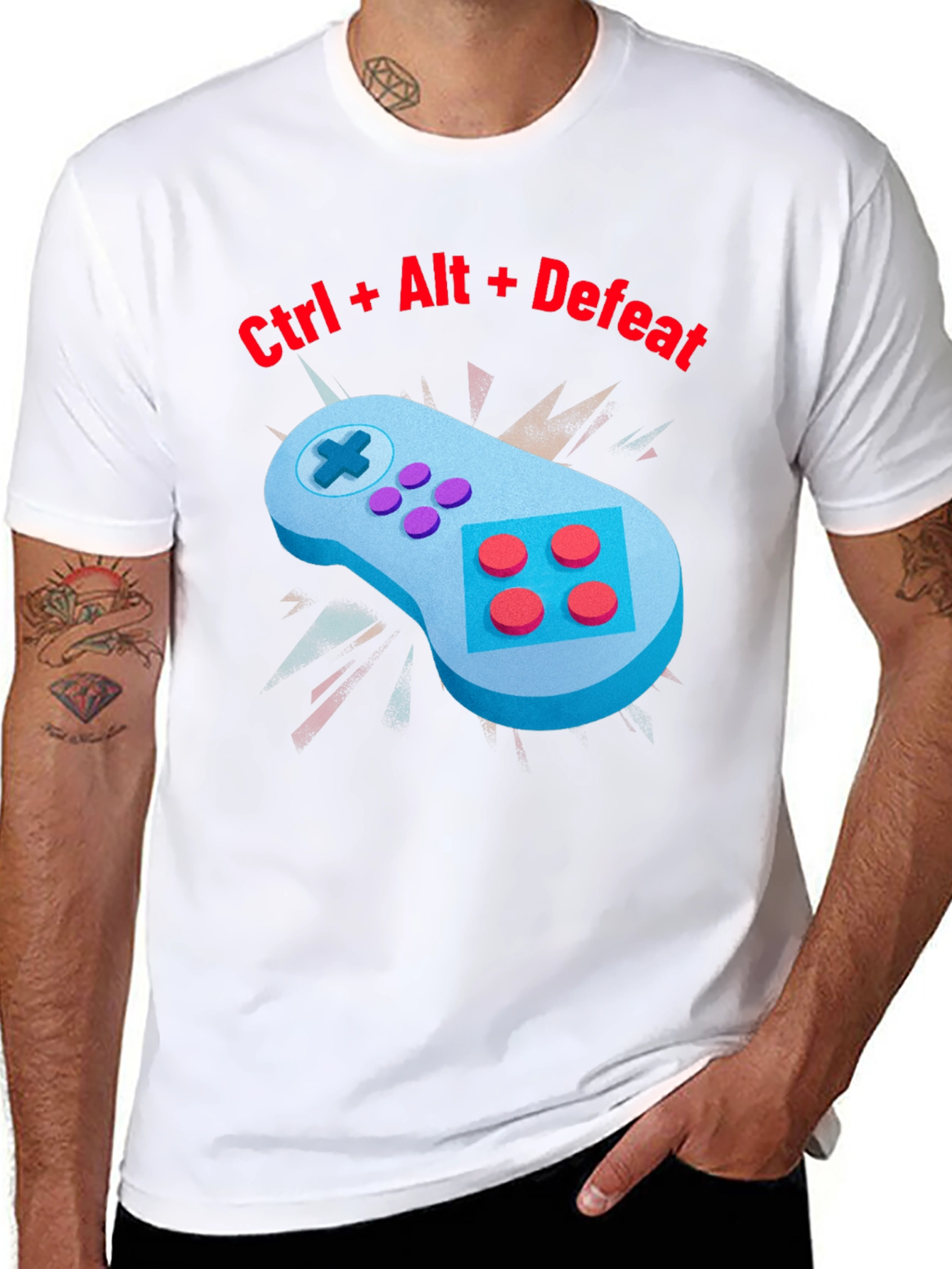 Ctrl Alt Defeat Gamer T-Shirt - Black