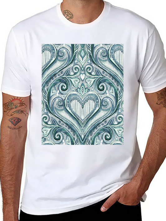 Elegant Heart Scrollwork Graphic Tee - Stylish Comfort