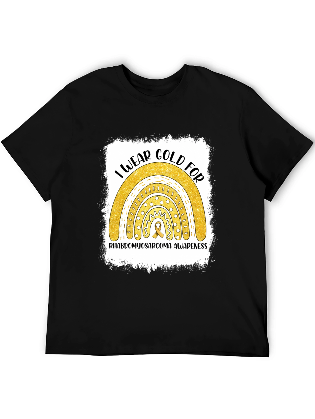Gold Rainbow Rhabdomyosarcoma Awareness T-Shirt