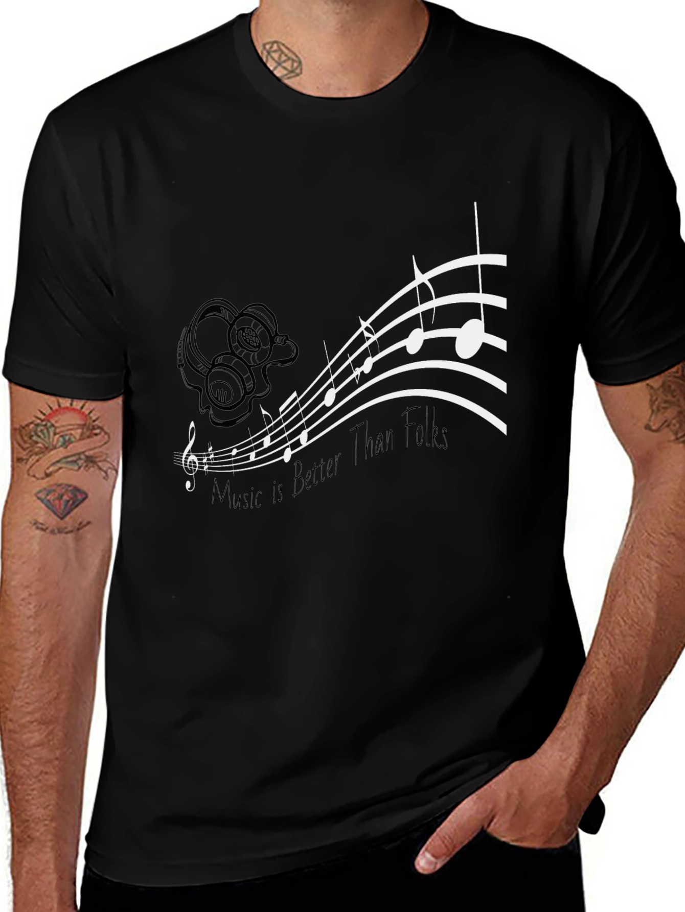 Music is Better Than Folks Graphic Tee