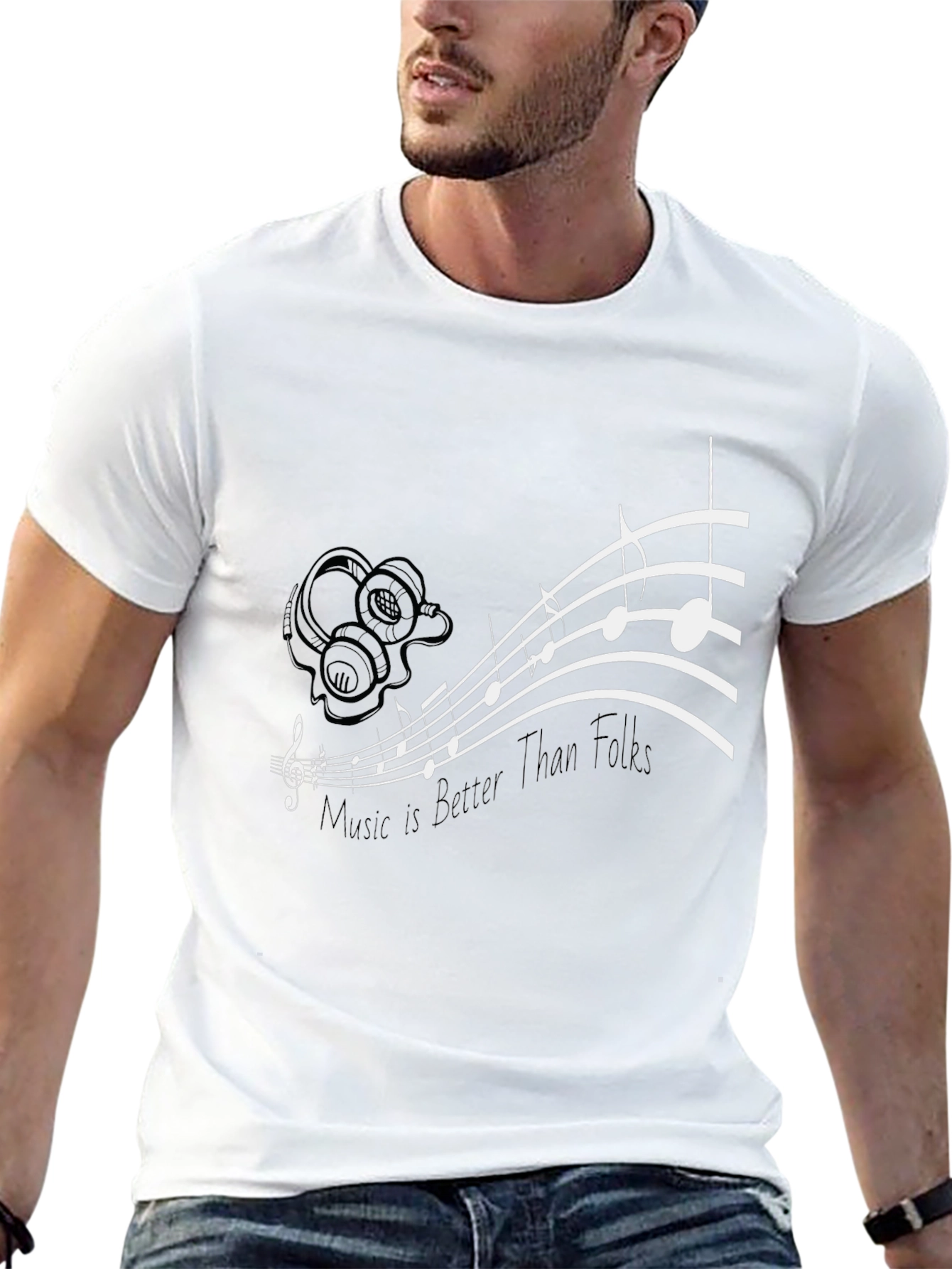 Music is Better Than Folks Graphic Tee