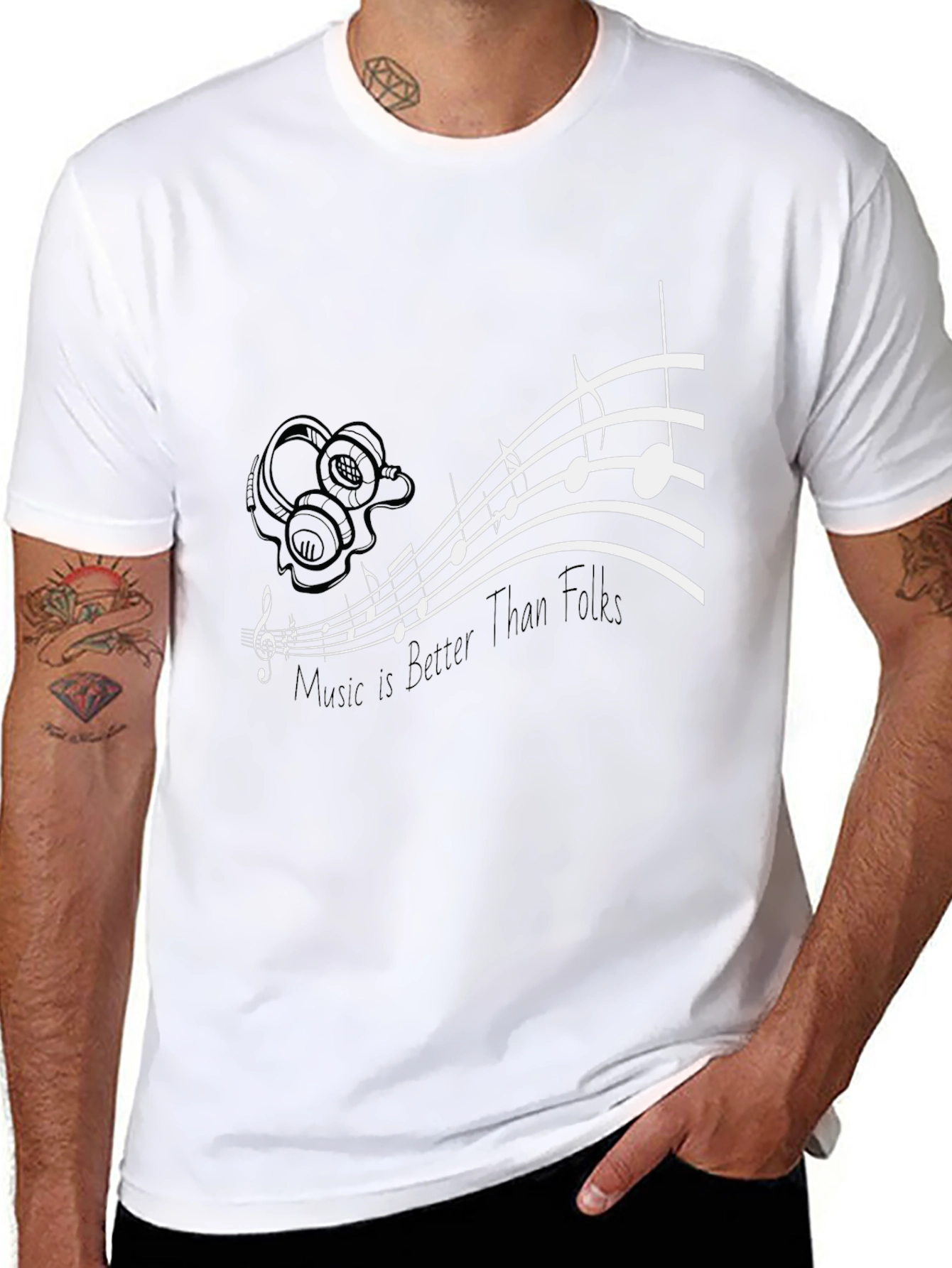 Music is Better Than Folks Graphic Tee