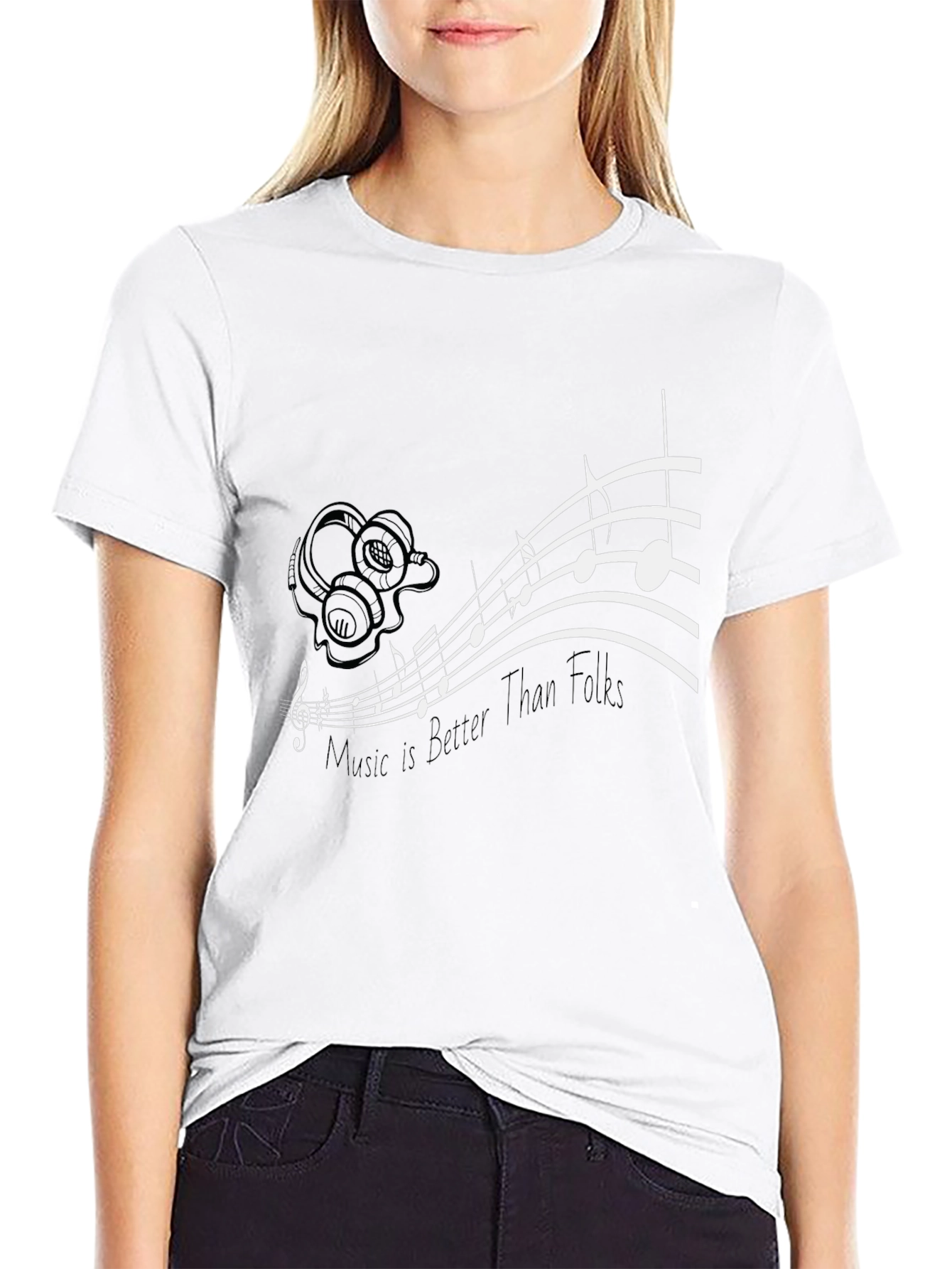 Music is Better Than Folks Graphic Tee