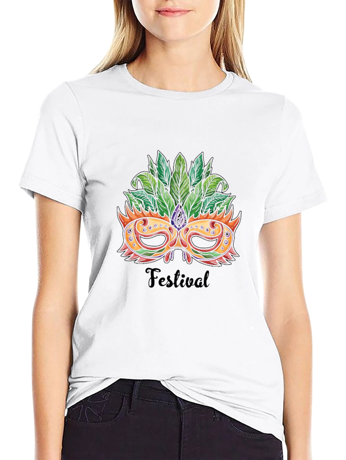 Festival Mask Graphic Tee - Stylish Unisex T-Shirt