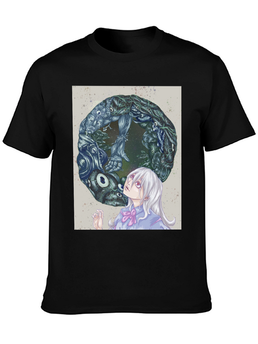 Anime Graphic Print Black T-Shirt