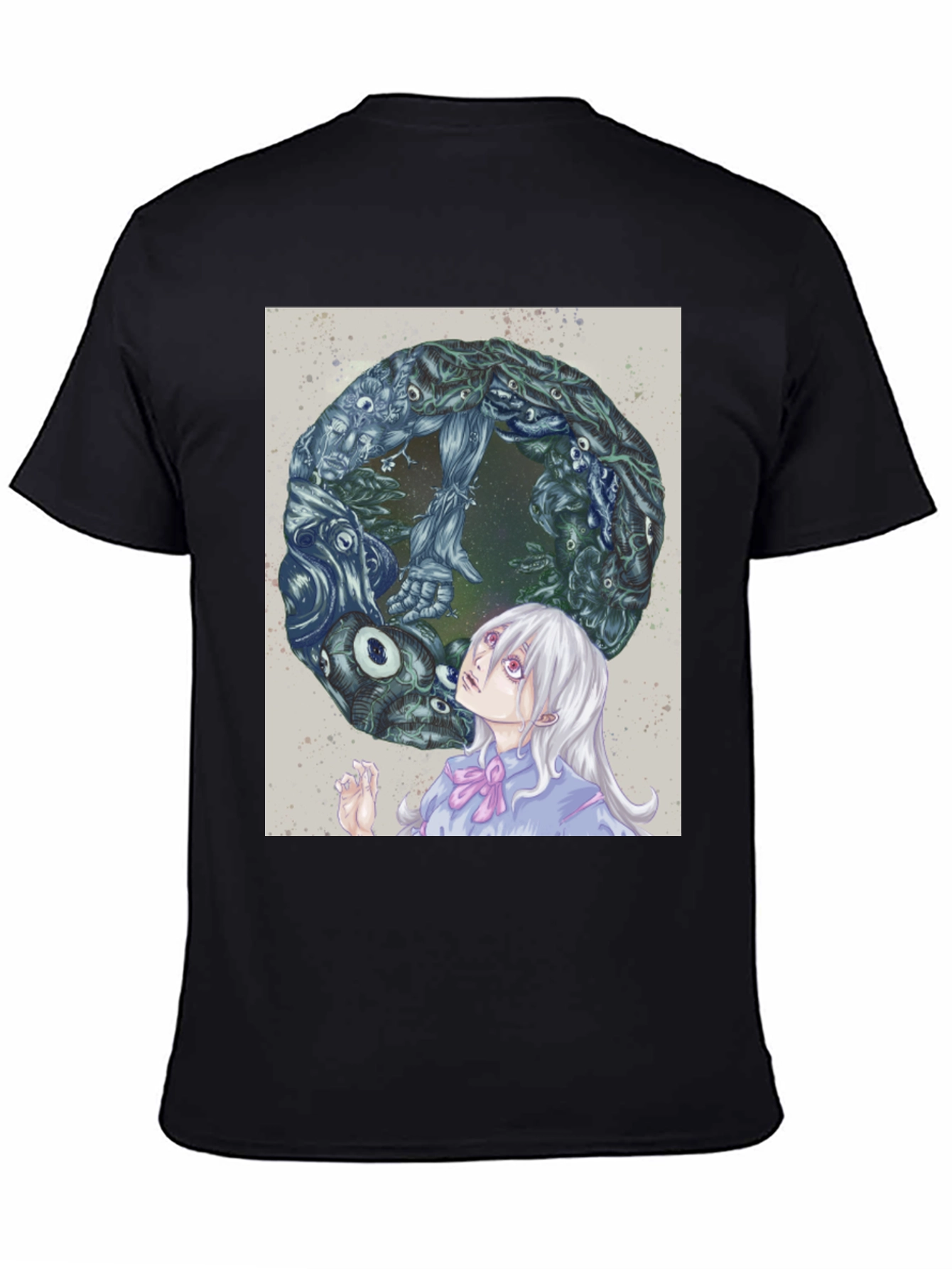 Anime Graphic Print Black T-Shirt