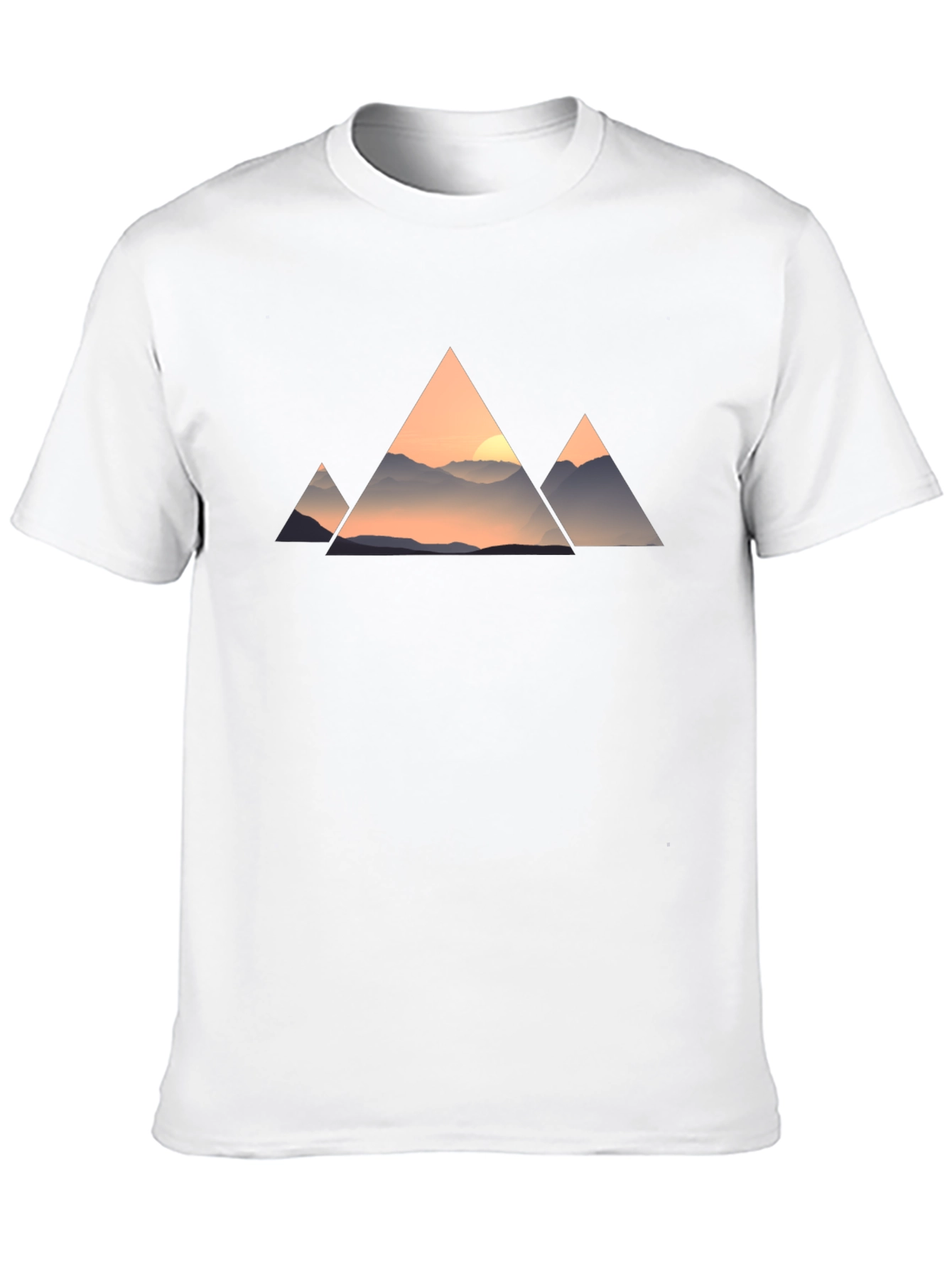 Mountain Sunset Triangle Graphic Tee - Black Cotton Blend