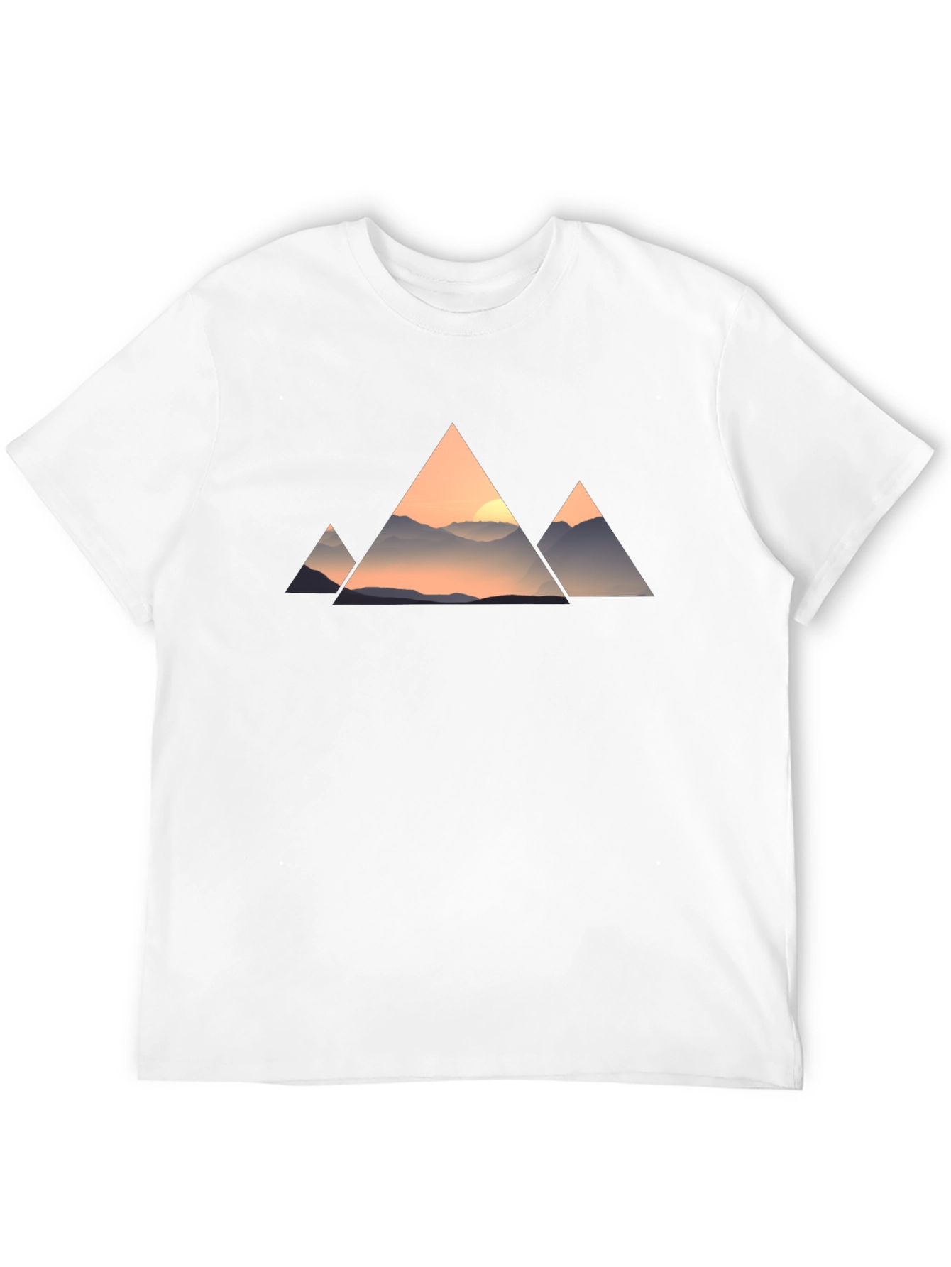 Mountain Sunset Triangle Graphic Tee - Black Cotton Blend
