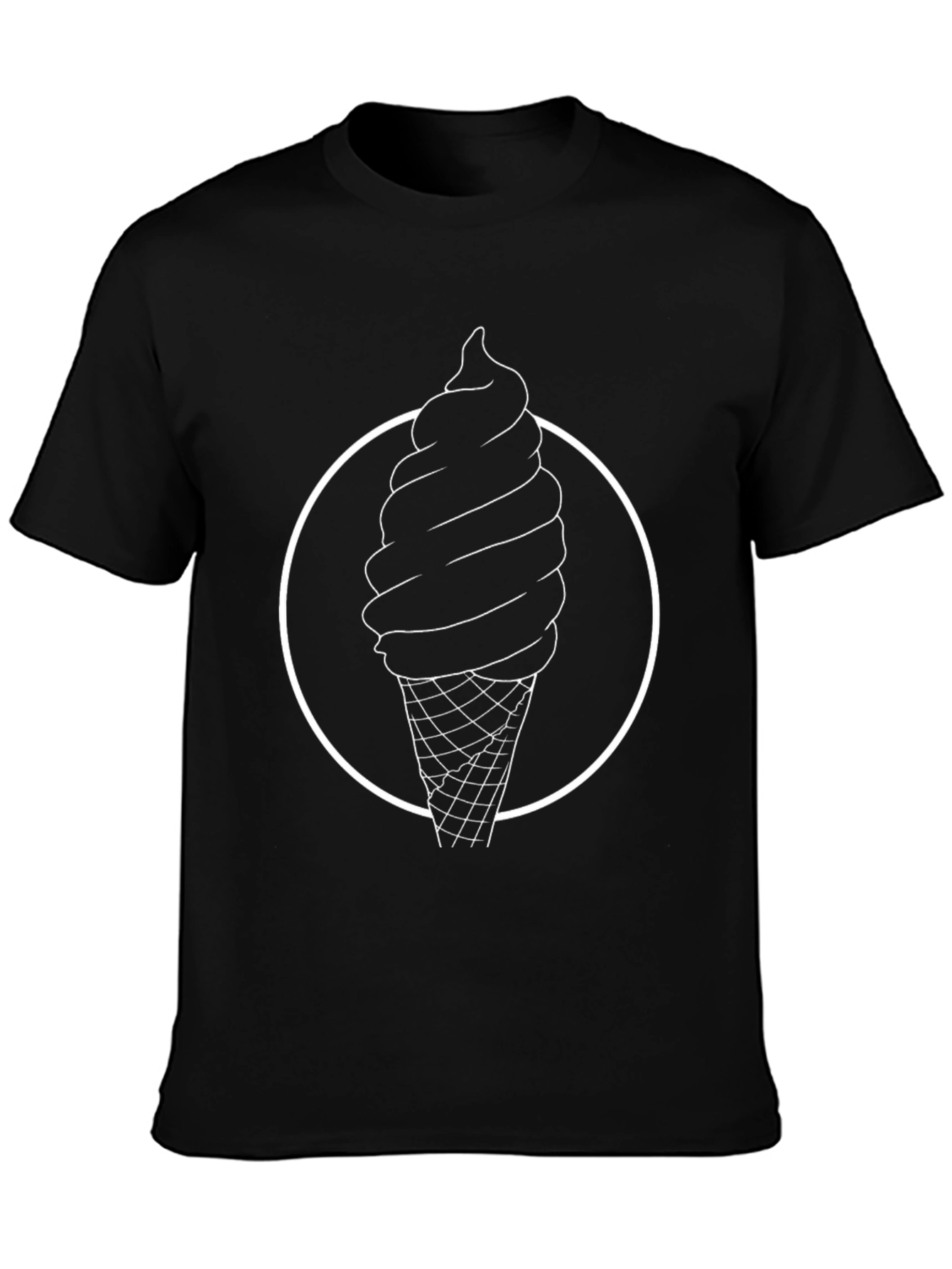 Ice Cream Graphic Tee - Casual Black T-Shirt